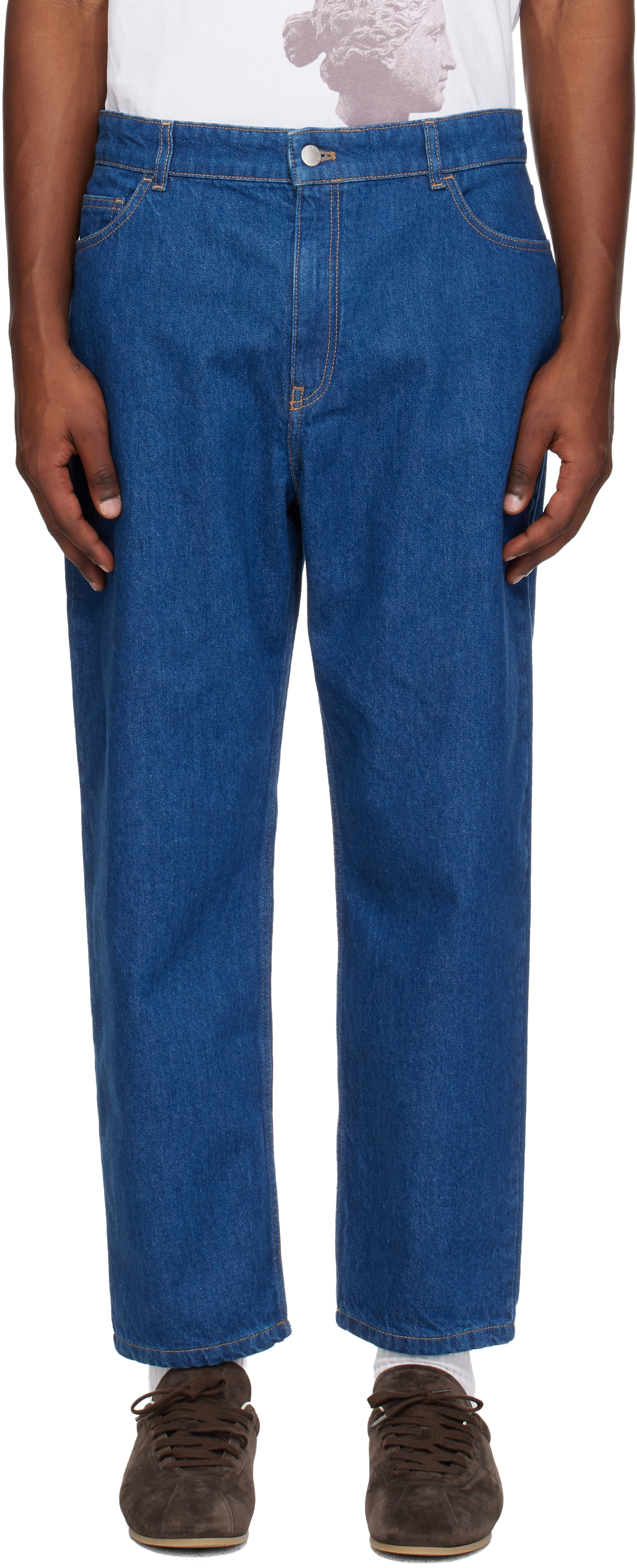 Maison Kitsuné: Blue Tapered Jeans | SSENSE
