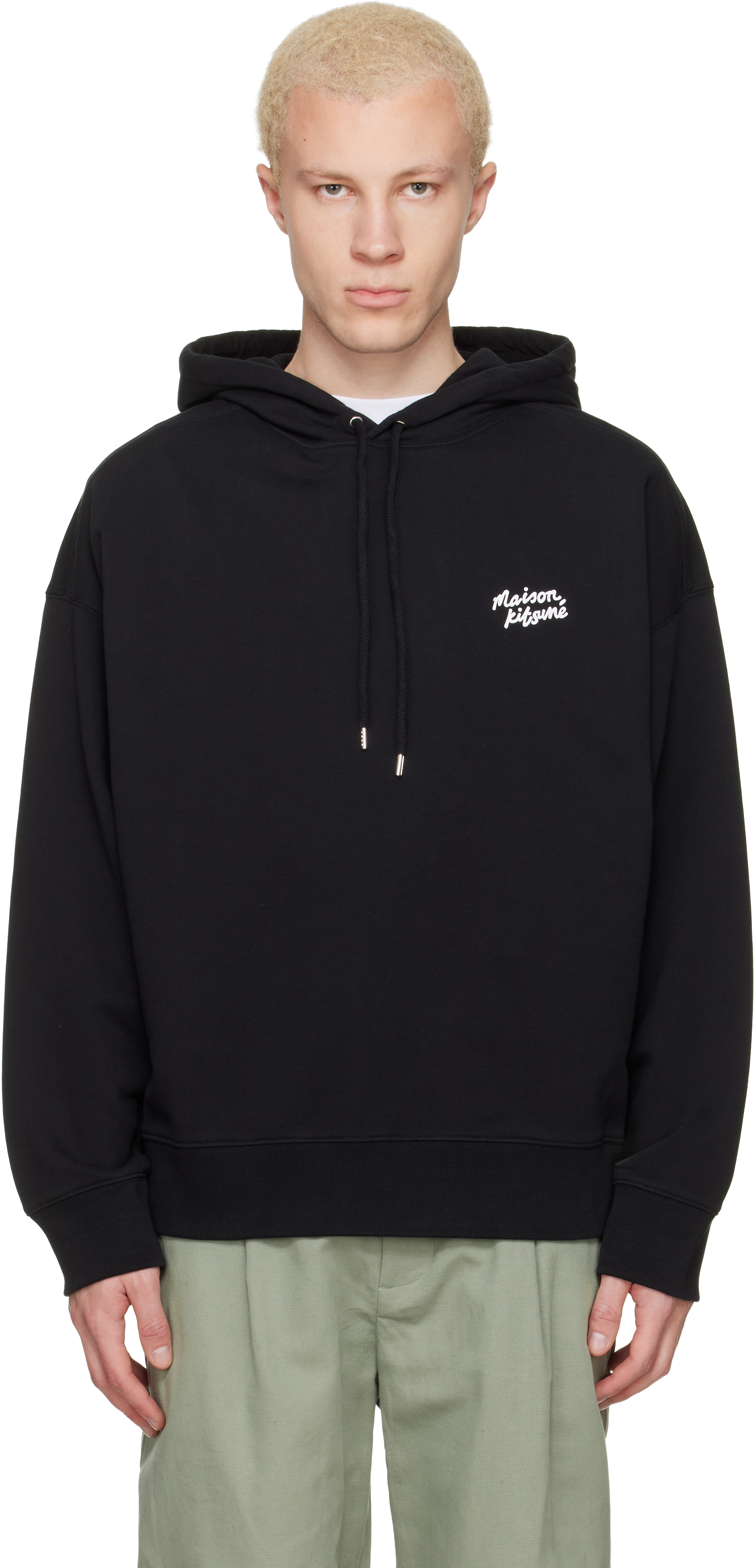 Black 'Maison Kitsuné' Handwriting Oversize Hoodie by Maison