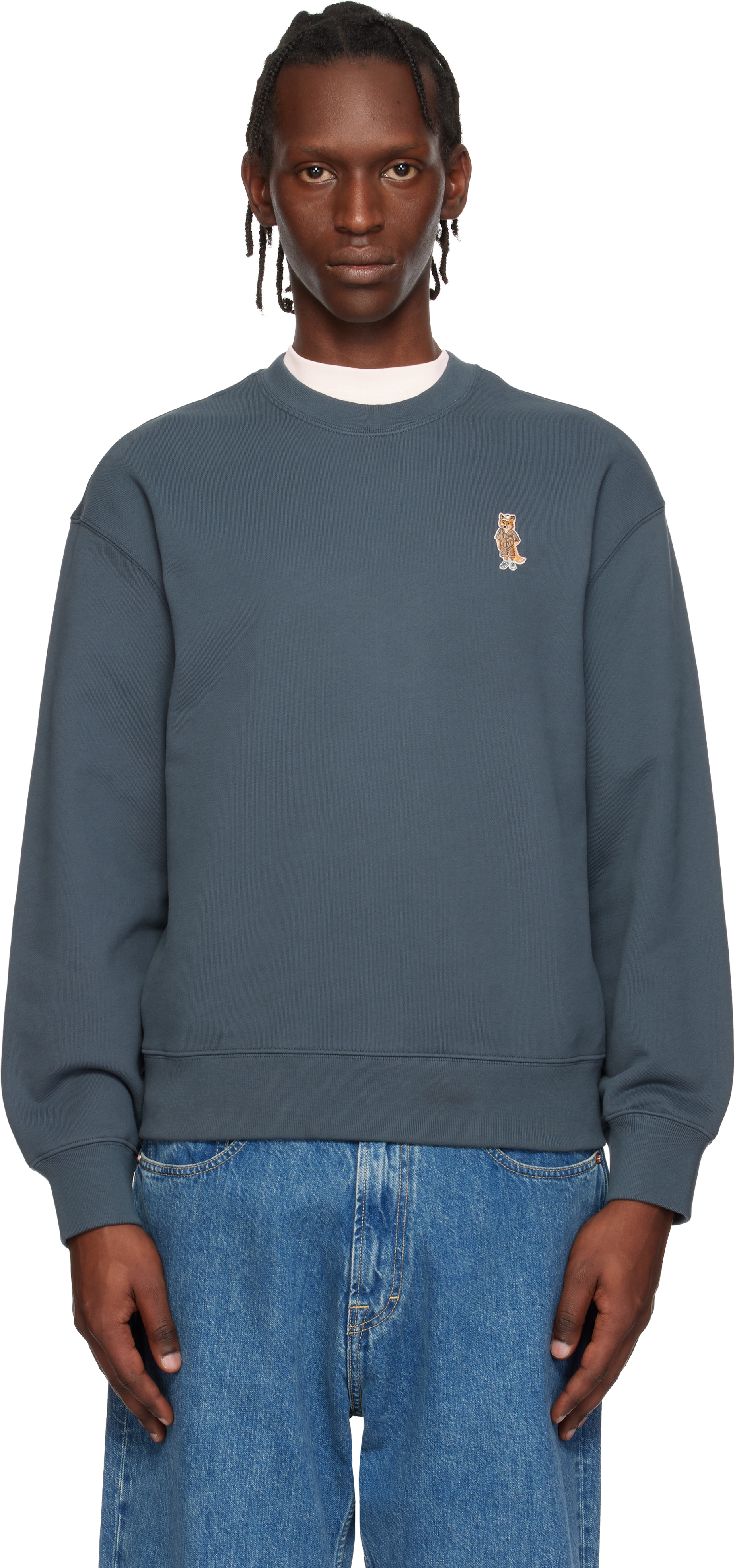 Blue Dressed Fox Comfort Sweatshirt by Maison Kitsuné on Sale