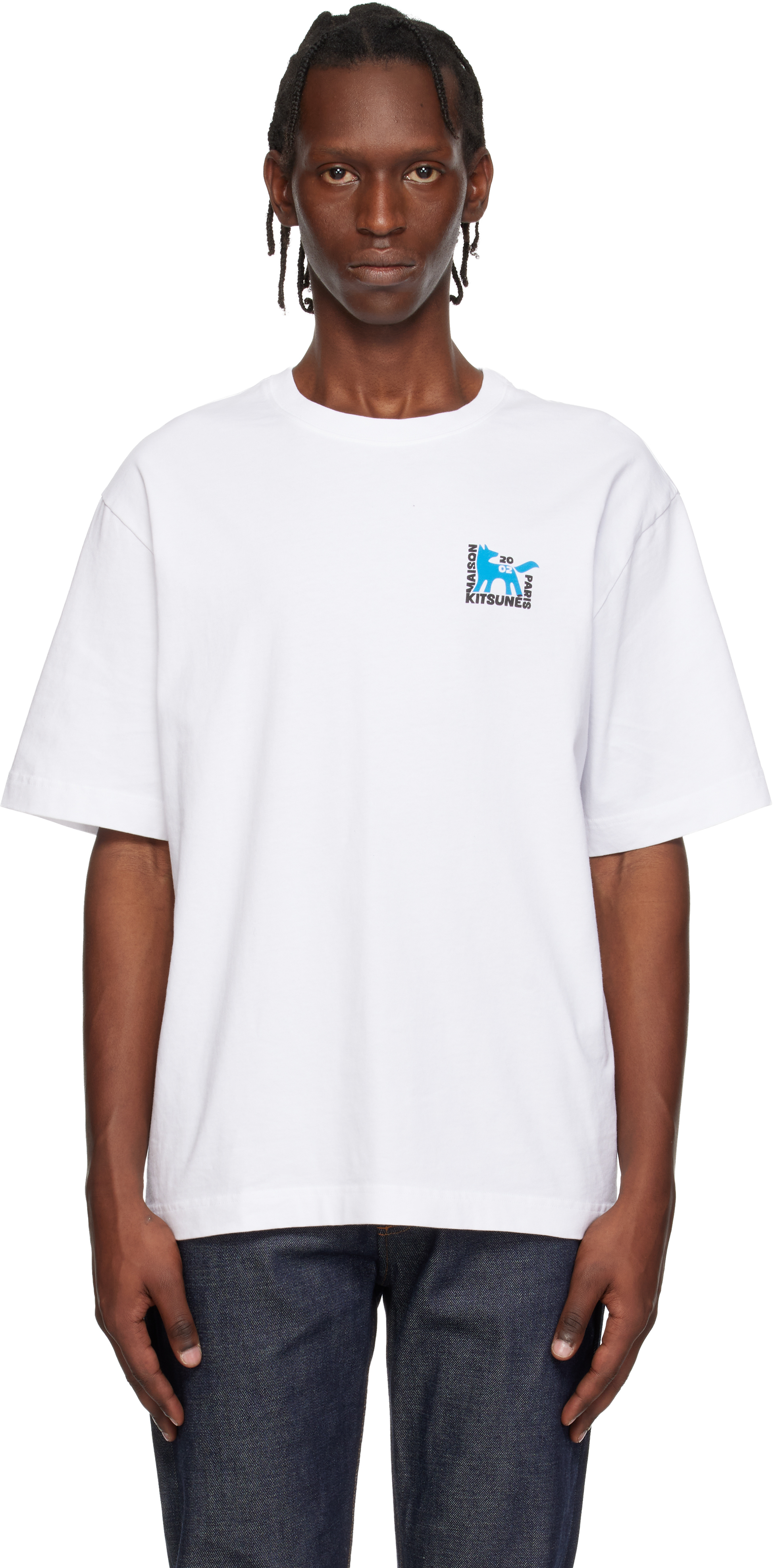 Maison Kitsuné: White Gallery Fox Oversize T-shirt | SSENSE
