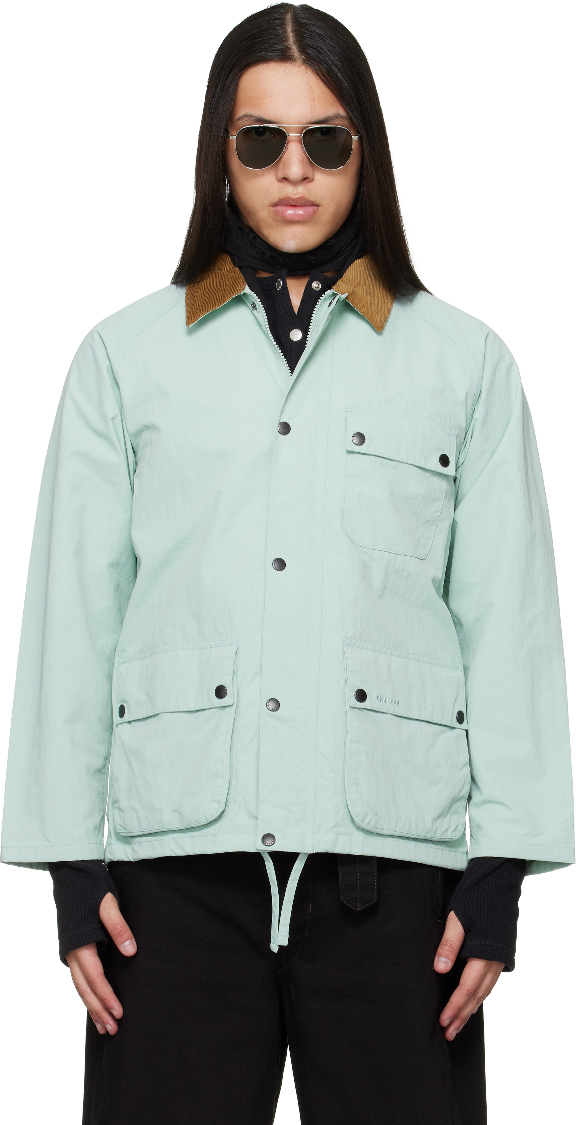 Barbour: Blue Modified Solway Showerproof Jacket | SSENSE Canada