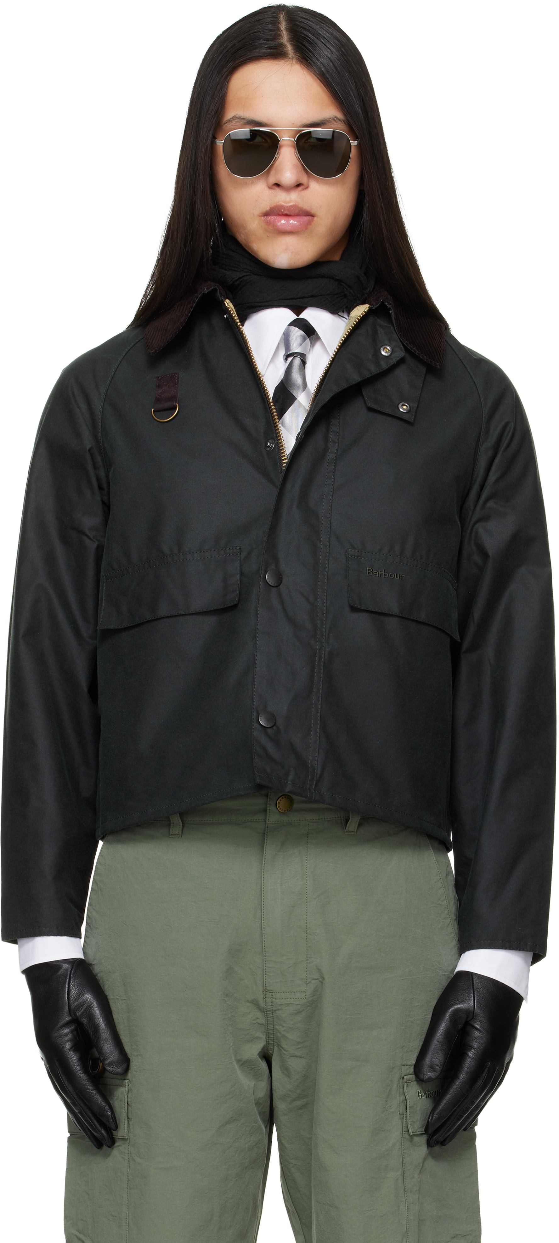 Green Spey Slim Waxed Jacket by Barbour on Sale