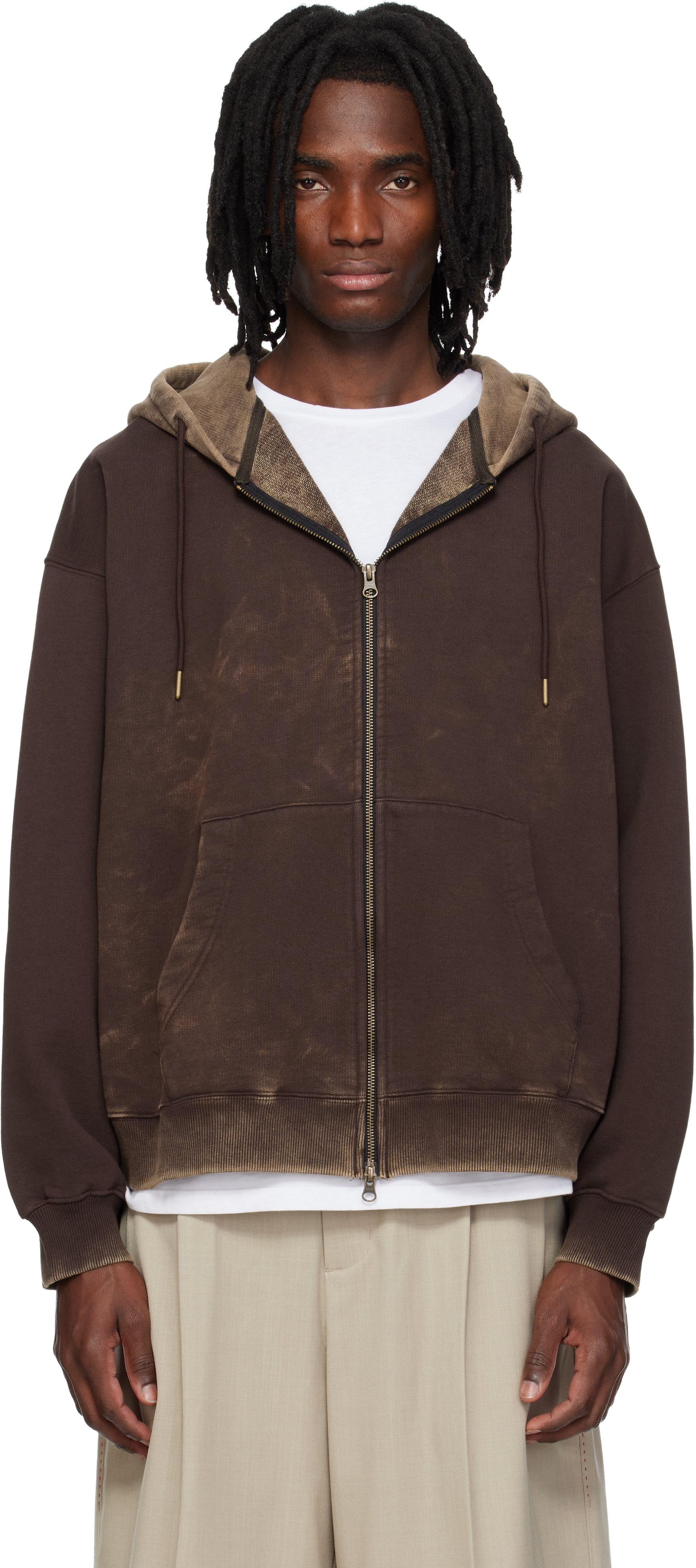 MMIC: Brown Dusk Zip Up Hoodie | SSENSE