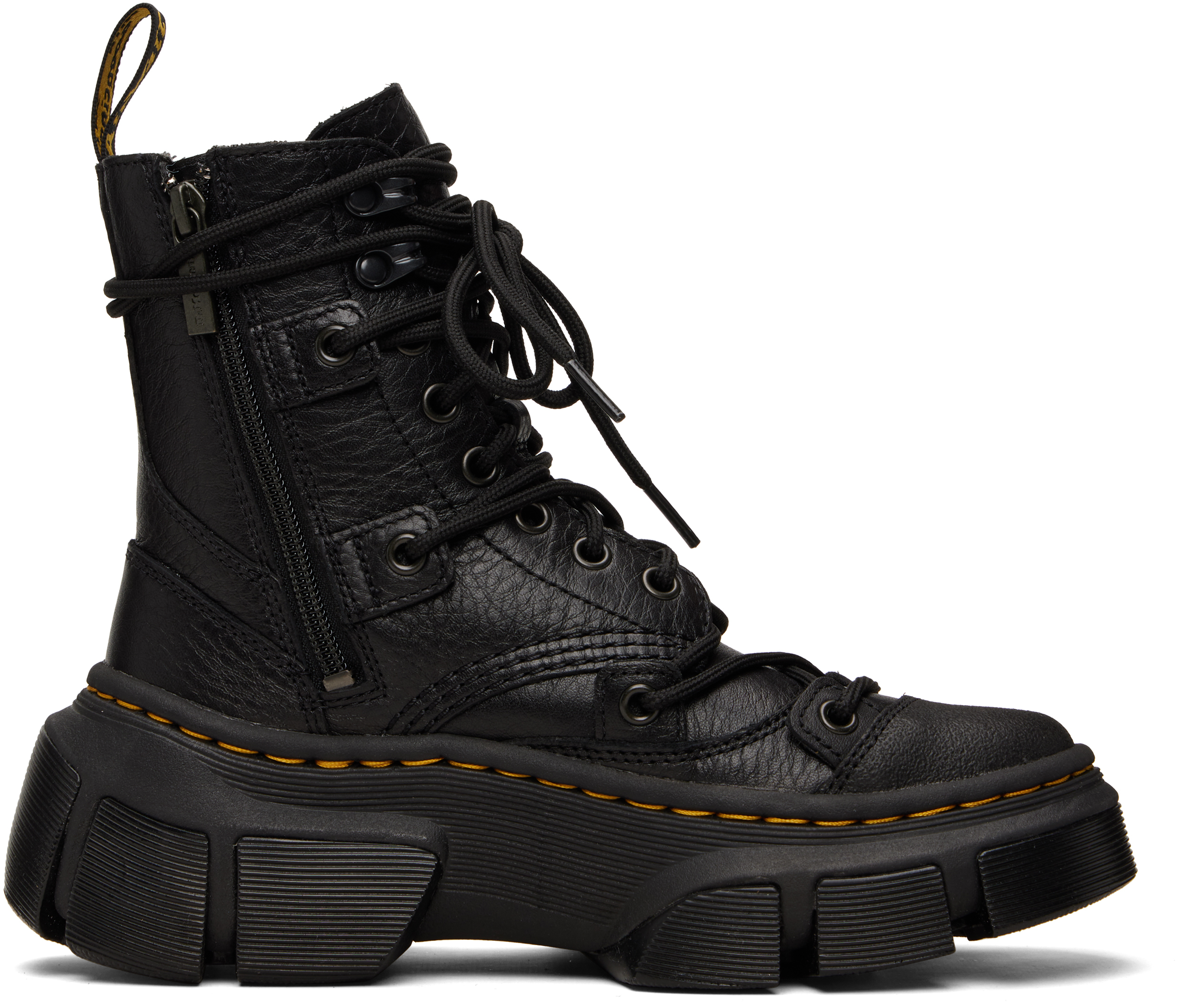 Dr. Martens: Black DMXL 8-Eye Leather Boots | SSENSE