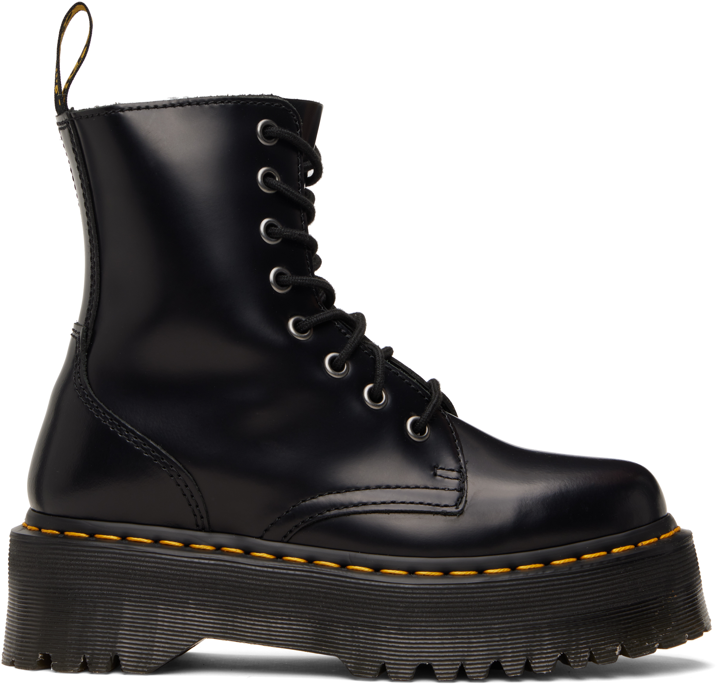 Black Jadon Smooth Leather Platform Boots