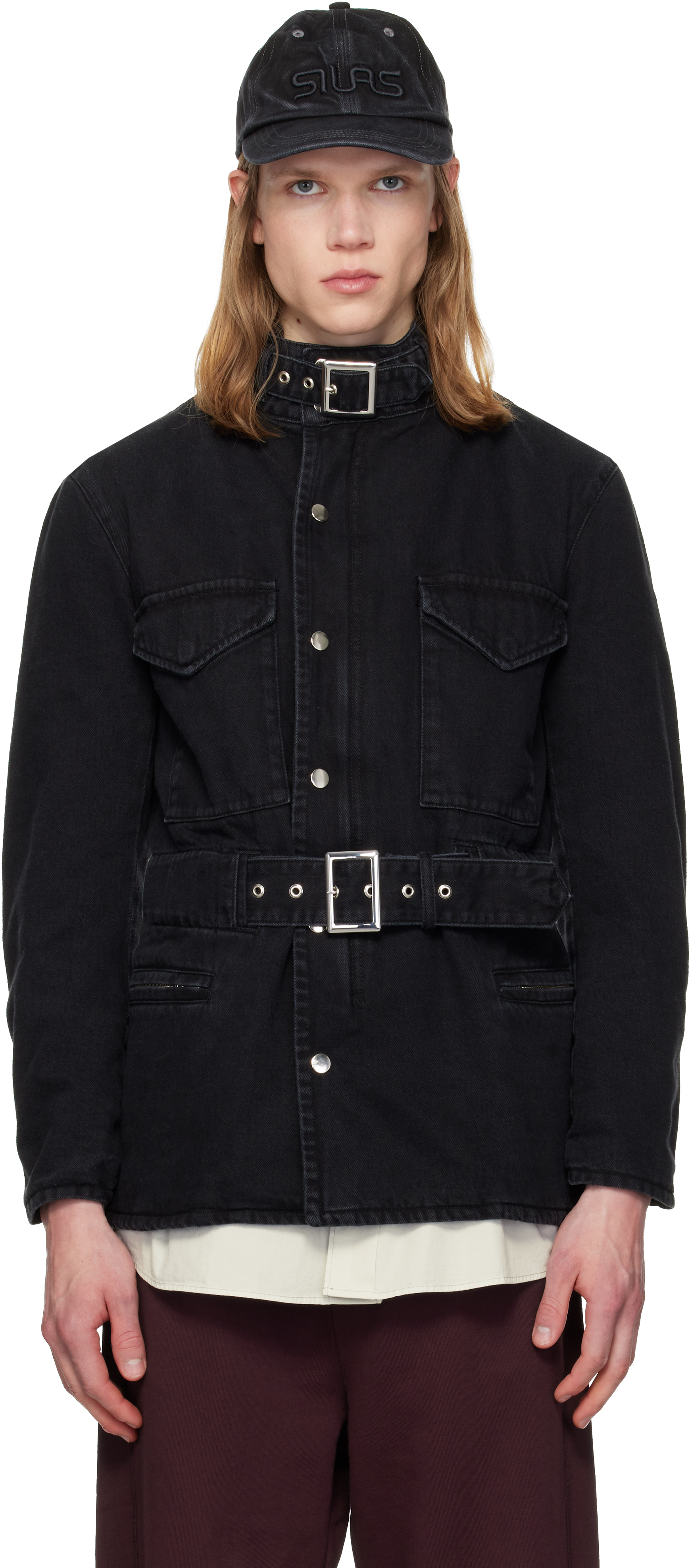 Black Washed Cotton Drill M65 Jacket by Silas on Sale