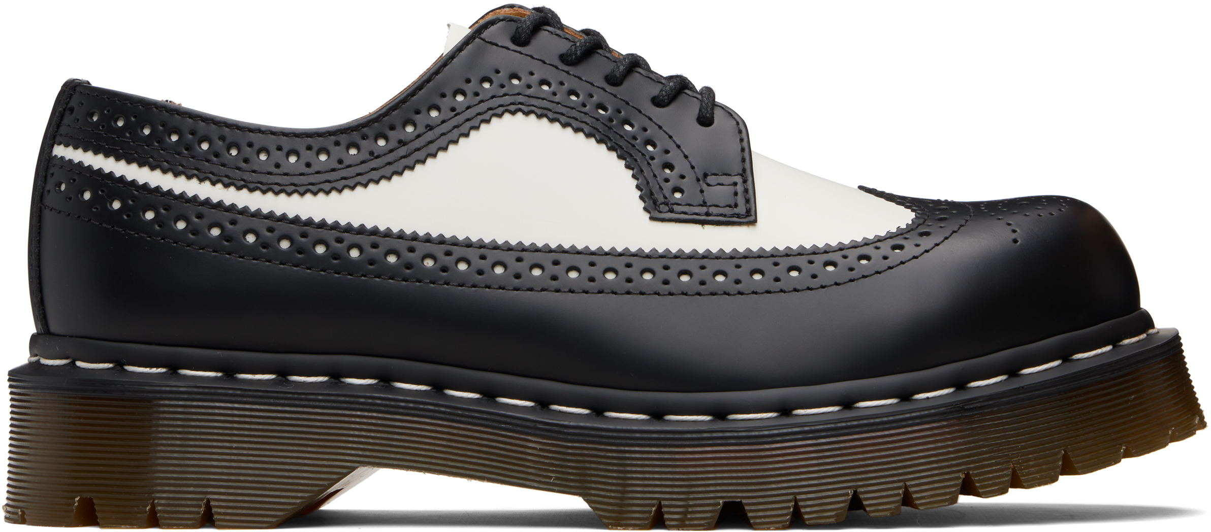 Dr. Martens: Black & White 3989 Bex Smooth Leather Brogue Derbys