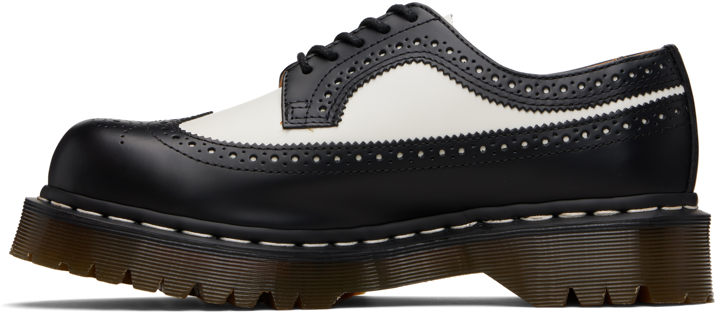 Dr. Martens 3989 Bex Smooth Leather Brogue Shoes In Black/white
