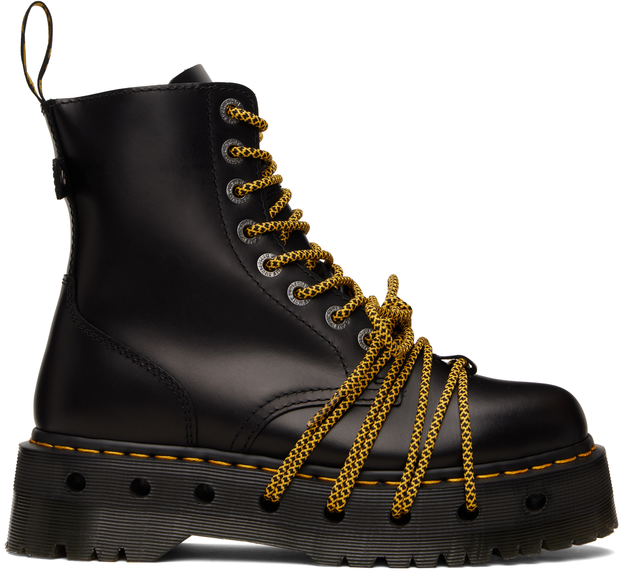 Dr. Martens: ブラック Jadon XL レザー プラットフォーム ブーツ