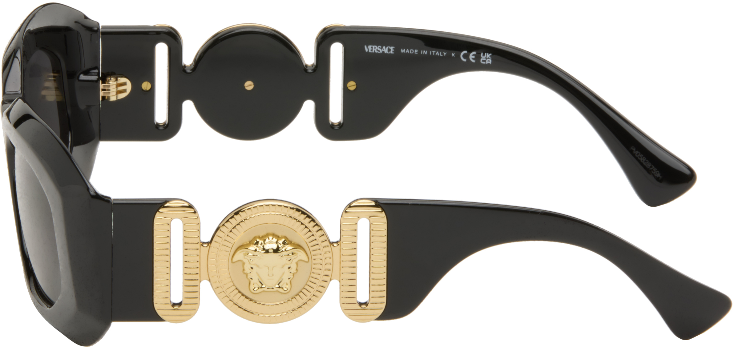 Versace Black Maxi Medusa Biggie Sunglasses In Green