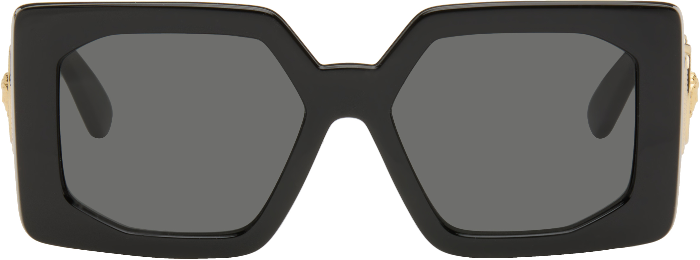 Versace Black Medusa Biggie Maxi Sunglasses In Green