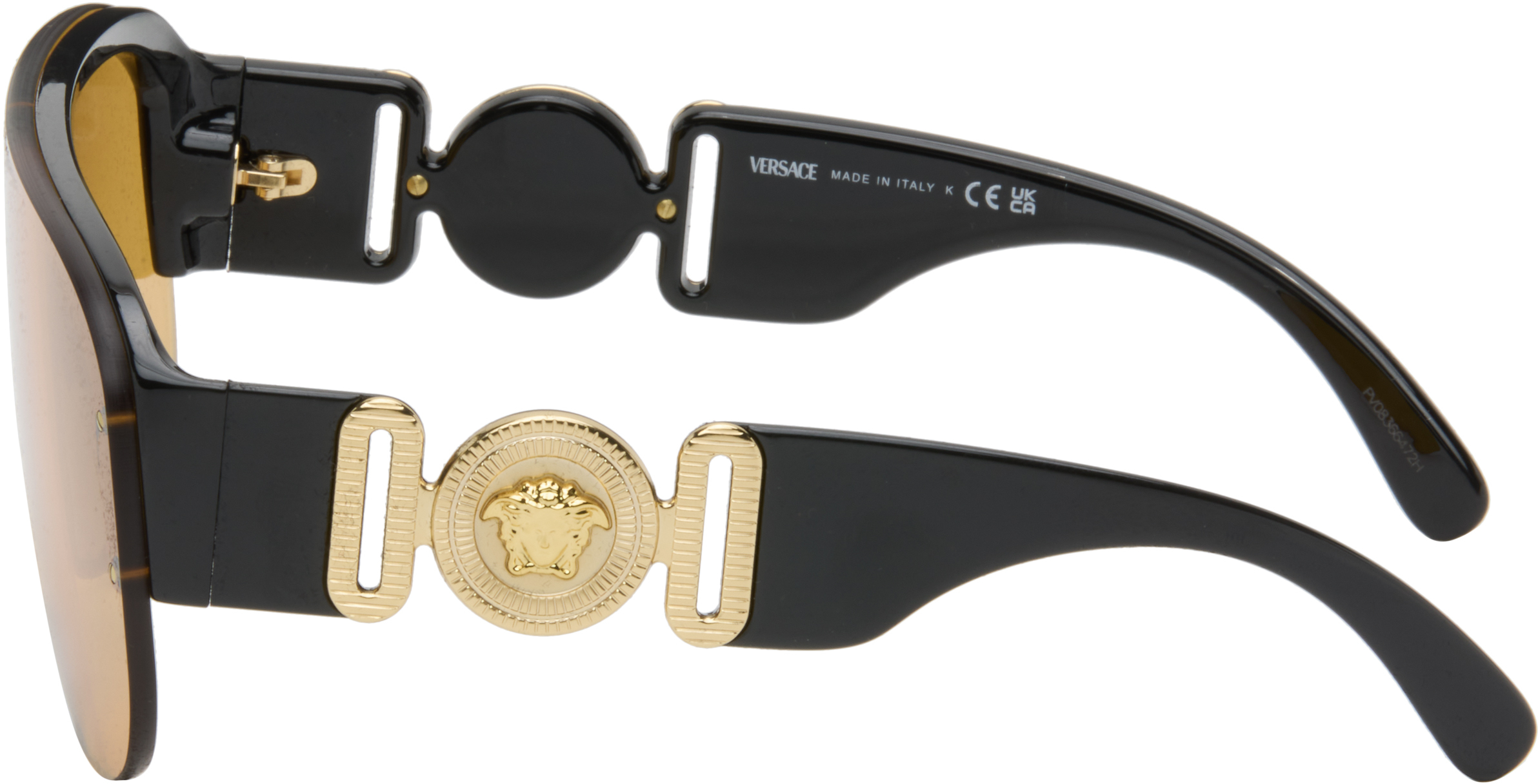 Versace Black Shield Aviator Sunglasses In Silver
