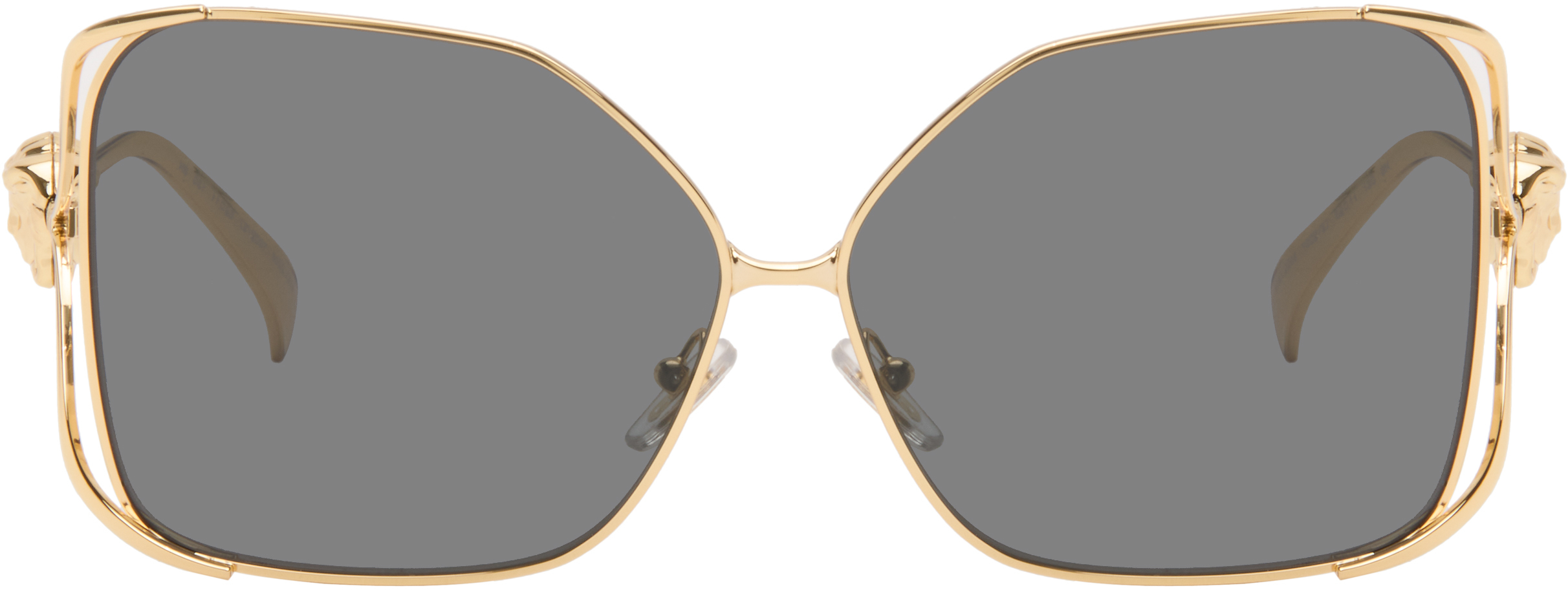 Versace Nude Sunglasses with Gold Medusa and Acetate Frame Versace: Gold Medusa Glam Sunglasses | SSENSE main image 3