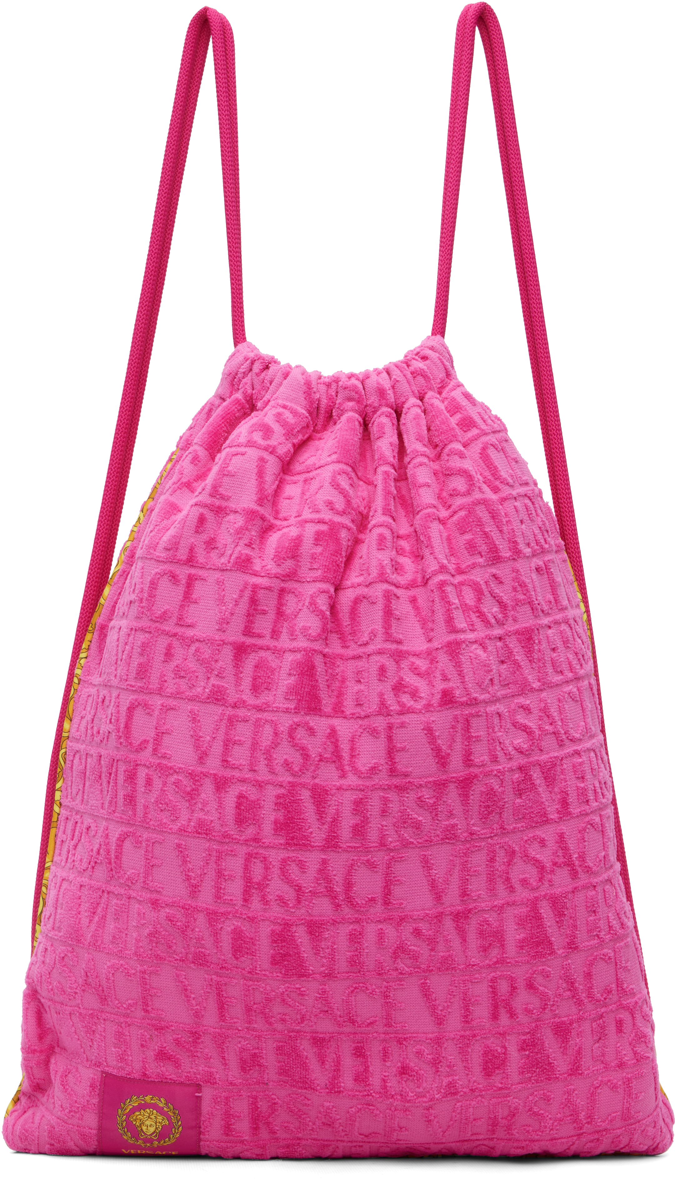 Pink 'I Heart Baroque' Gym Carrier Backpack by Versace on Sale