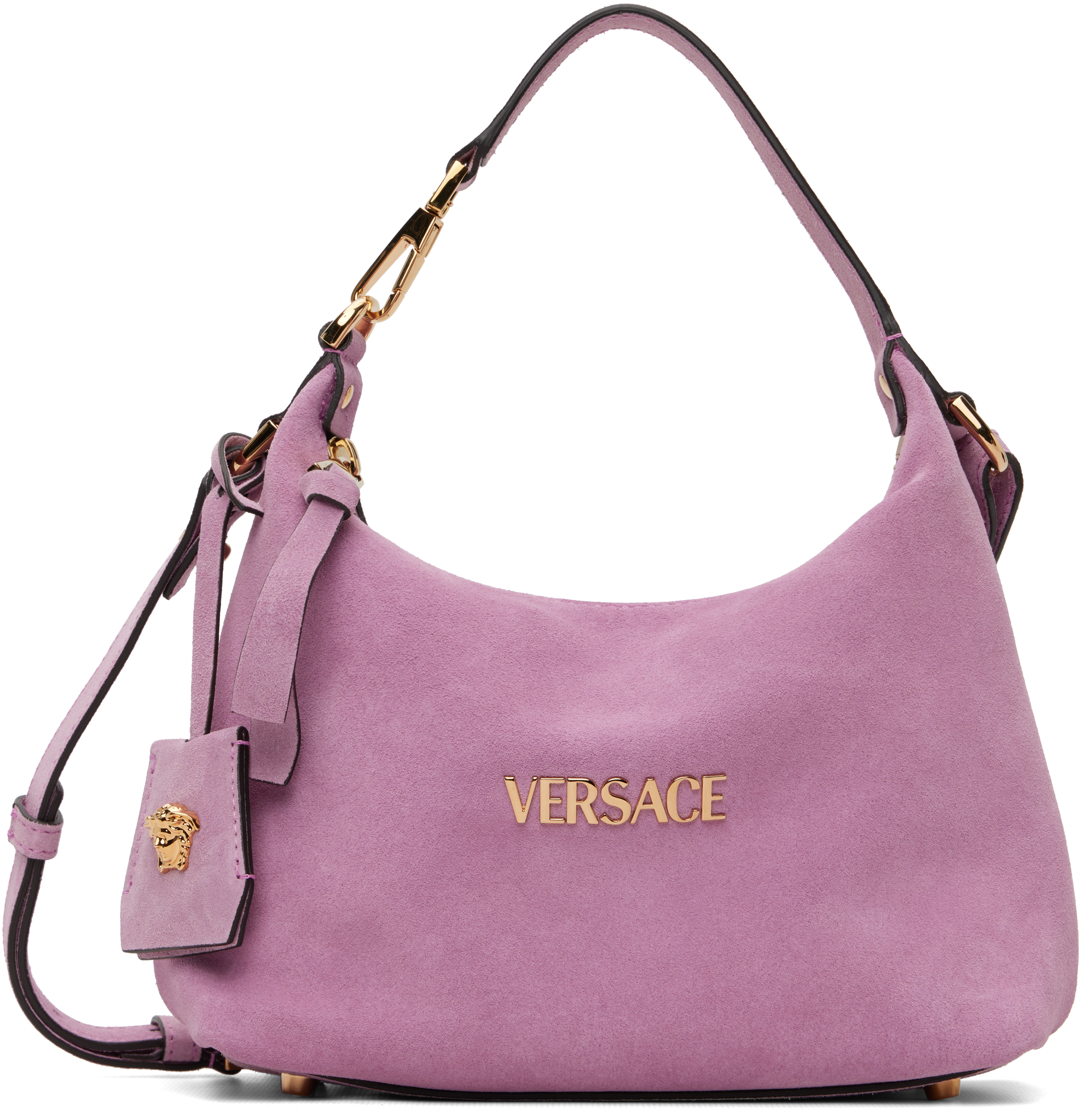 Versaceのピンク Versace Tag スエード バッグがセール中