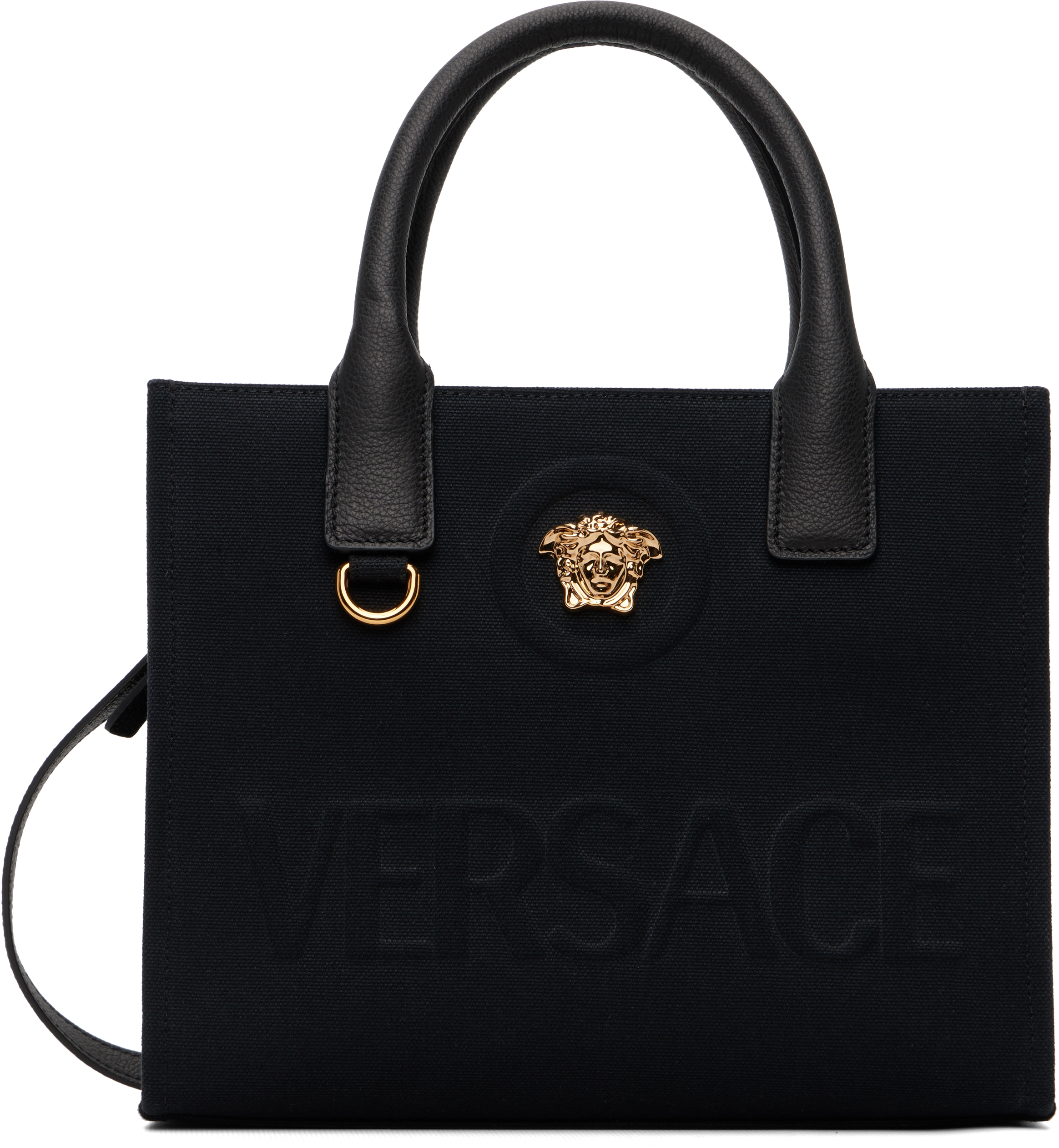 Versace: ブラック ミニ 'La Medusa' キャンバス バッグ | SSENSE 日本