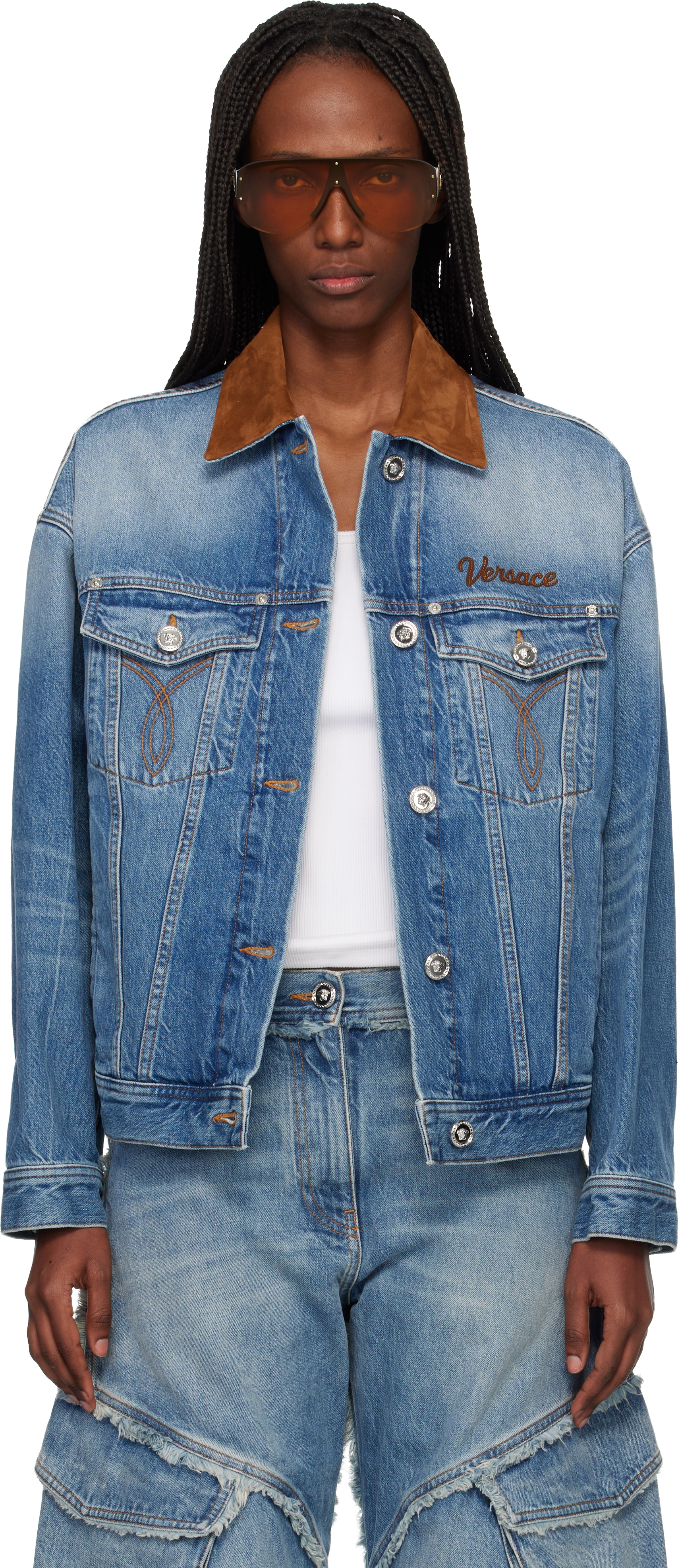 Versace Blue Trucker Denim Jacket