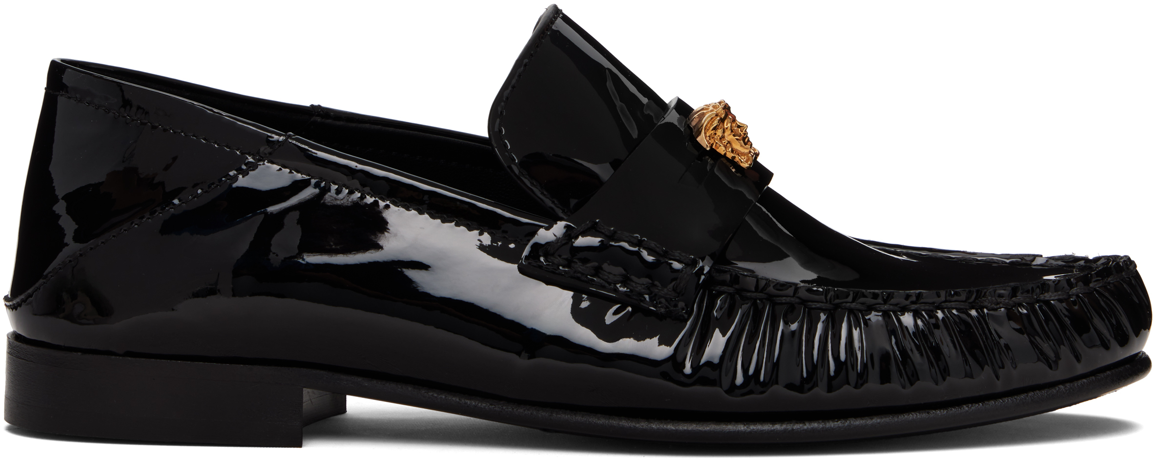 Versace Black Calf Leather Loafers