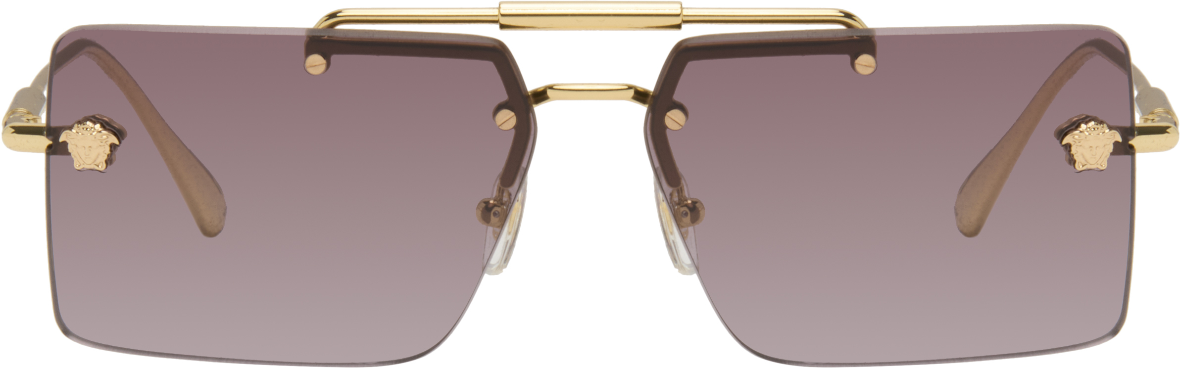 Versace Gradient Rectangle-frame Sunglasses In Grey