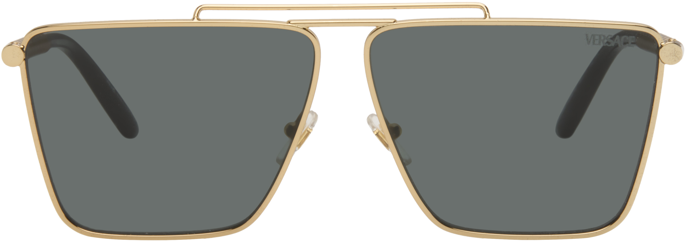 Versace: ブラック Tubular グレカ サングラス | SSENSE 日本