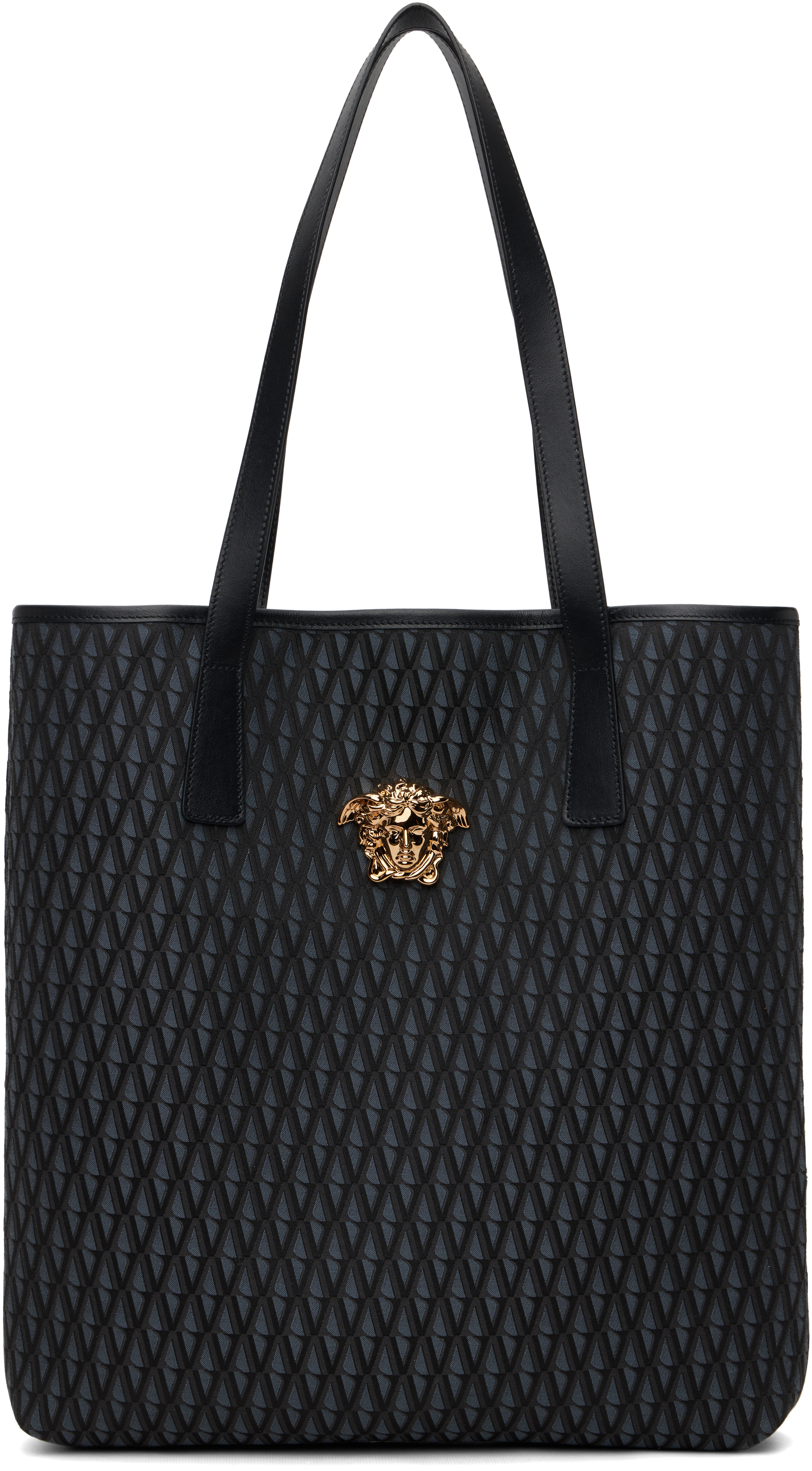 Versaceのブラック 'La Medusa' V Jacquard トートバッグがセール中