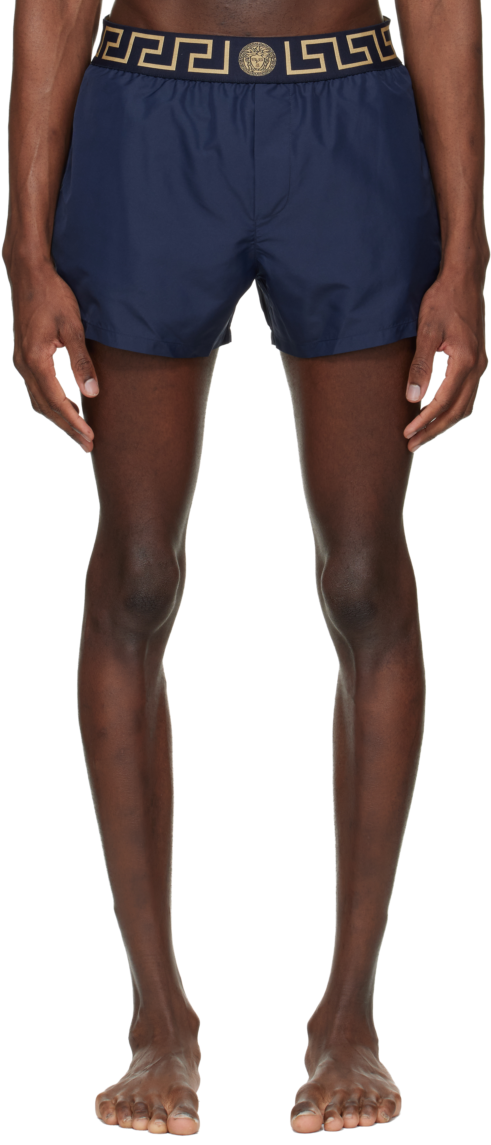 Versace Navy Greca Swim Shorts