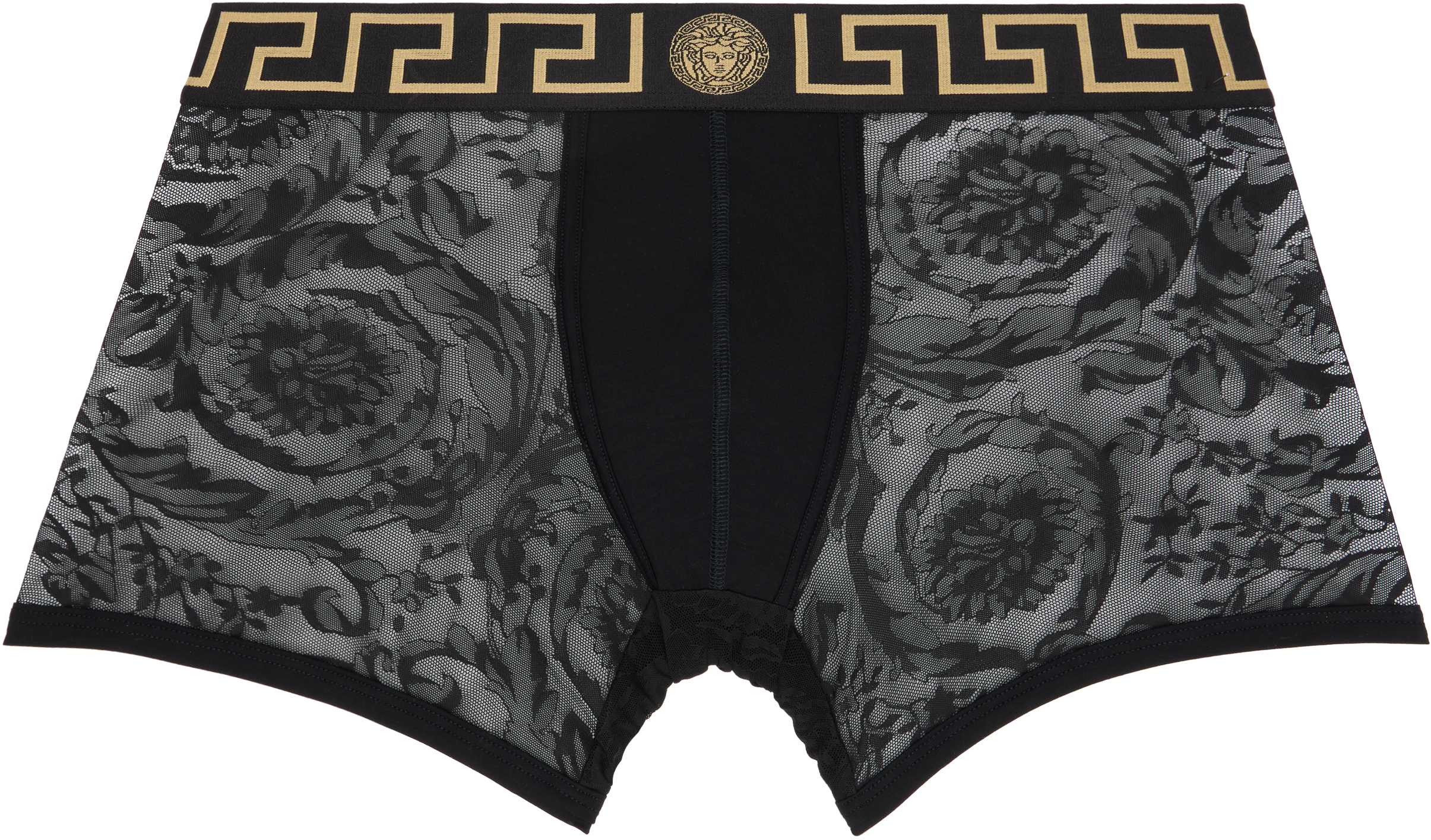 Versace: ブラック Mesh-Jersey ストレッチ ボクサーブリーフ | SSENSE