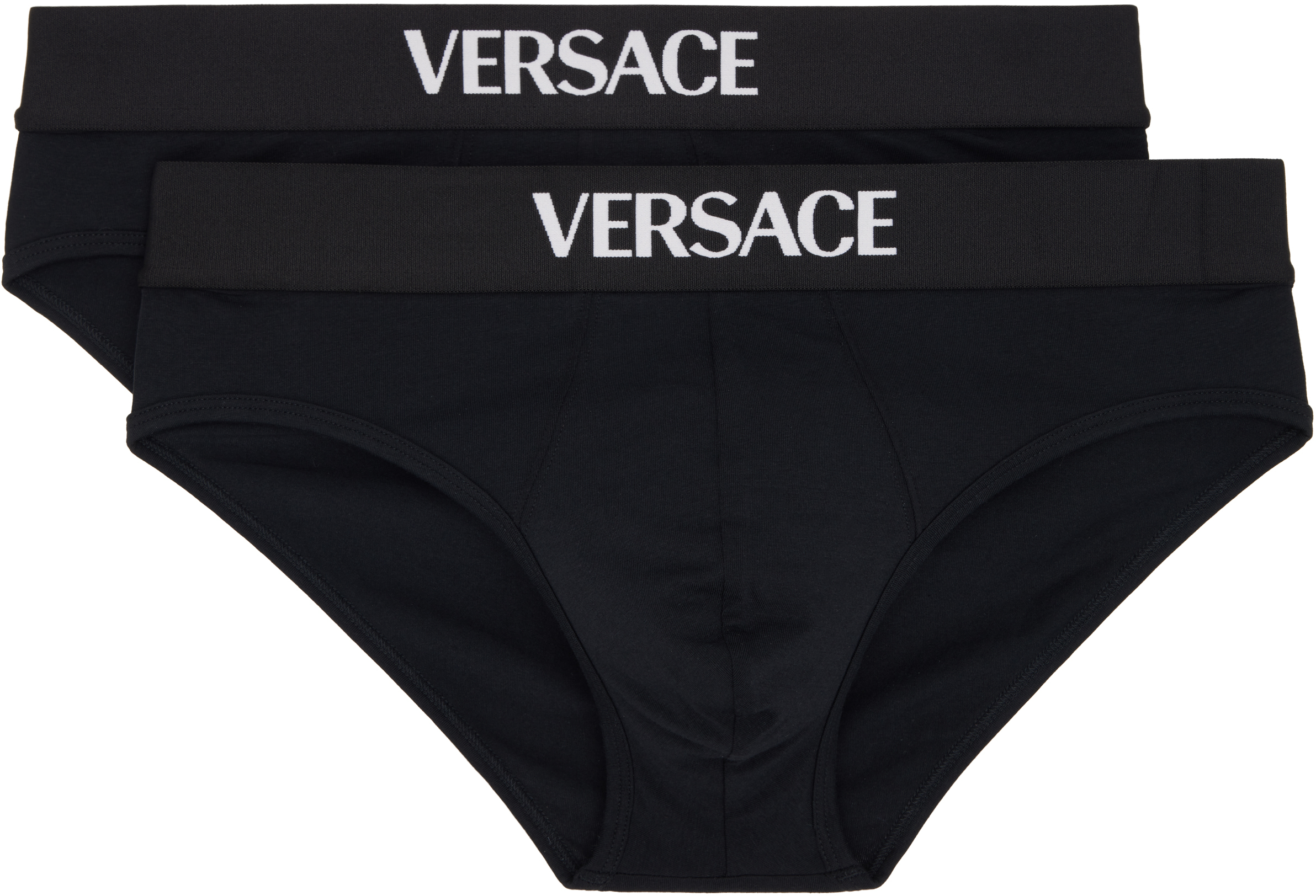 VERSACE ブラックブリーフ サイズ5 Versace: ブラック Cotton-Jersey ブリーフ 2枚セット | SSENSE 日本