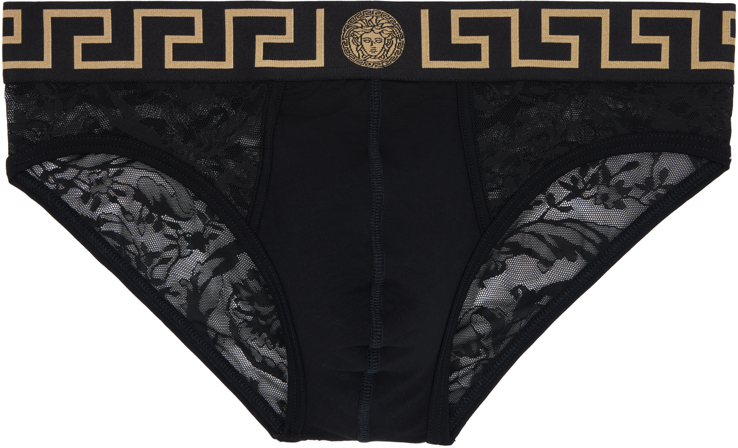 Versace: ブラック ジャカード バロッコ ブリーフ | SSENSE 日本