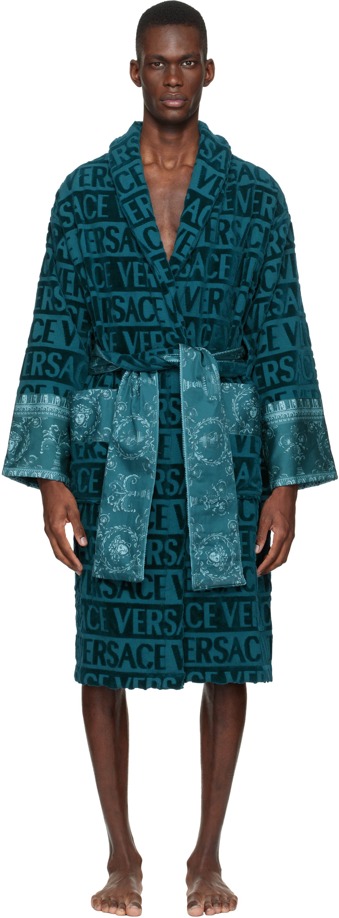 Versace Blue 'I Heart Baroque' Bathrobe