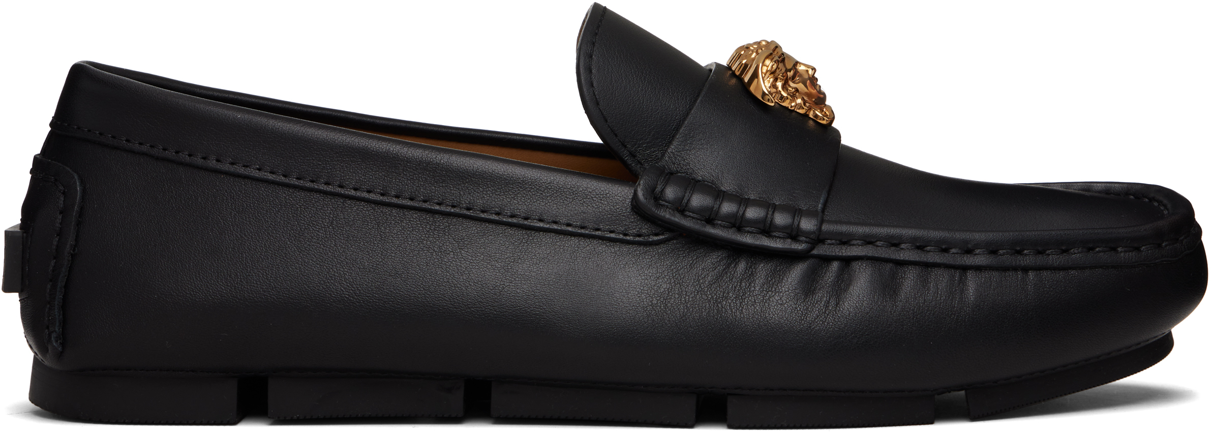 Versace Imola Medusa Leather Moccasins Black Studded Driver Loafers Size 39‎ New Versace Medusa driver loafers for Men - Black in USA | Level  main image 2