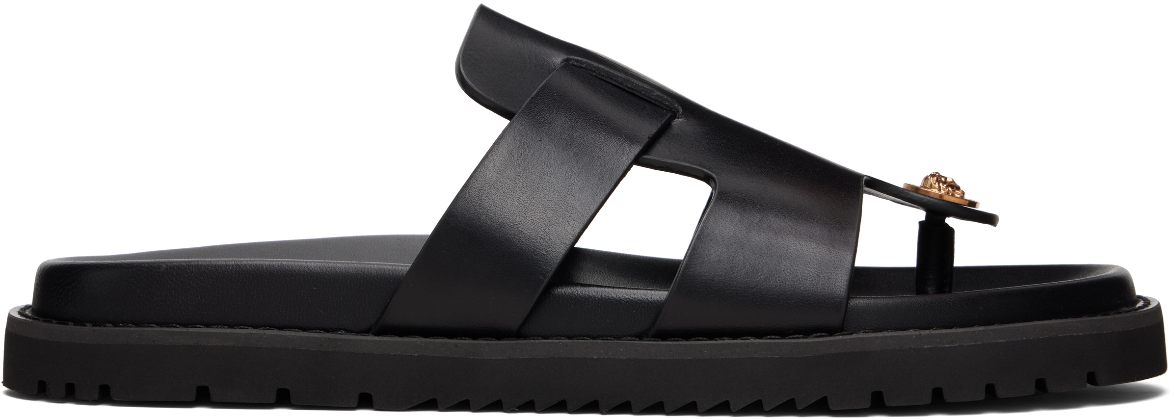 Versace Black Leather Sandals