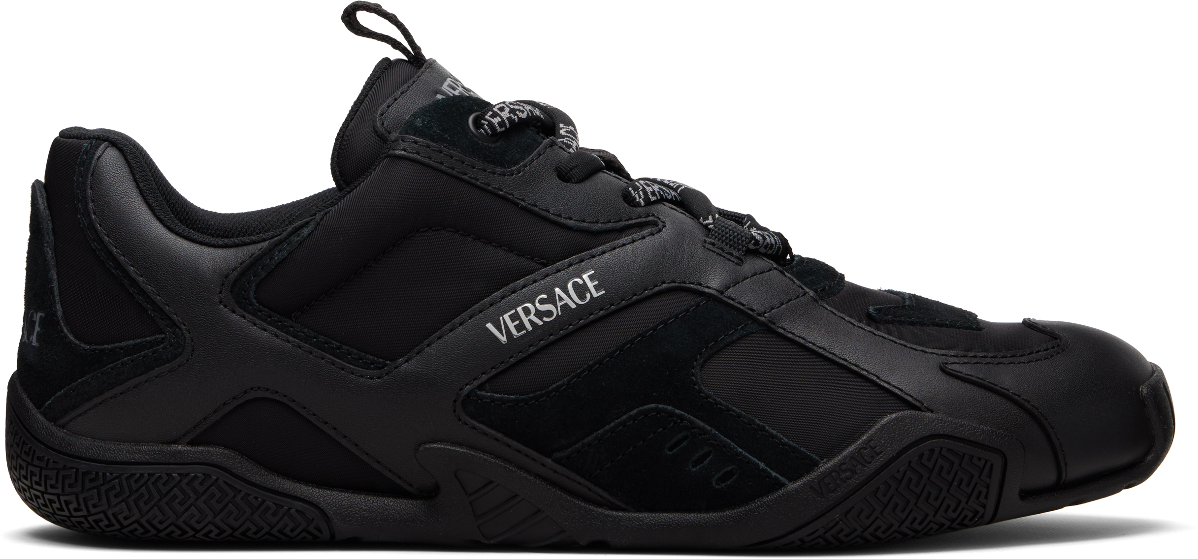 rerere　黒 Versace: ブラック Galaxia レザースニーカー | SSENSE 日本