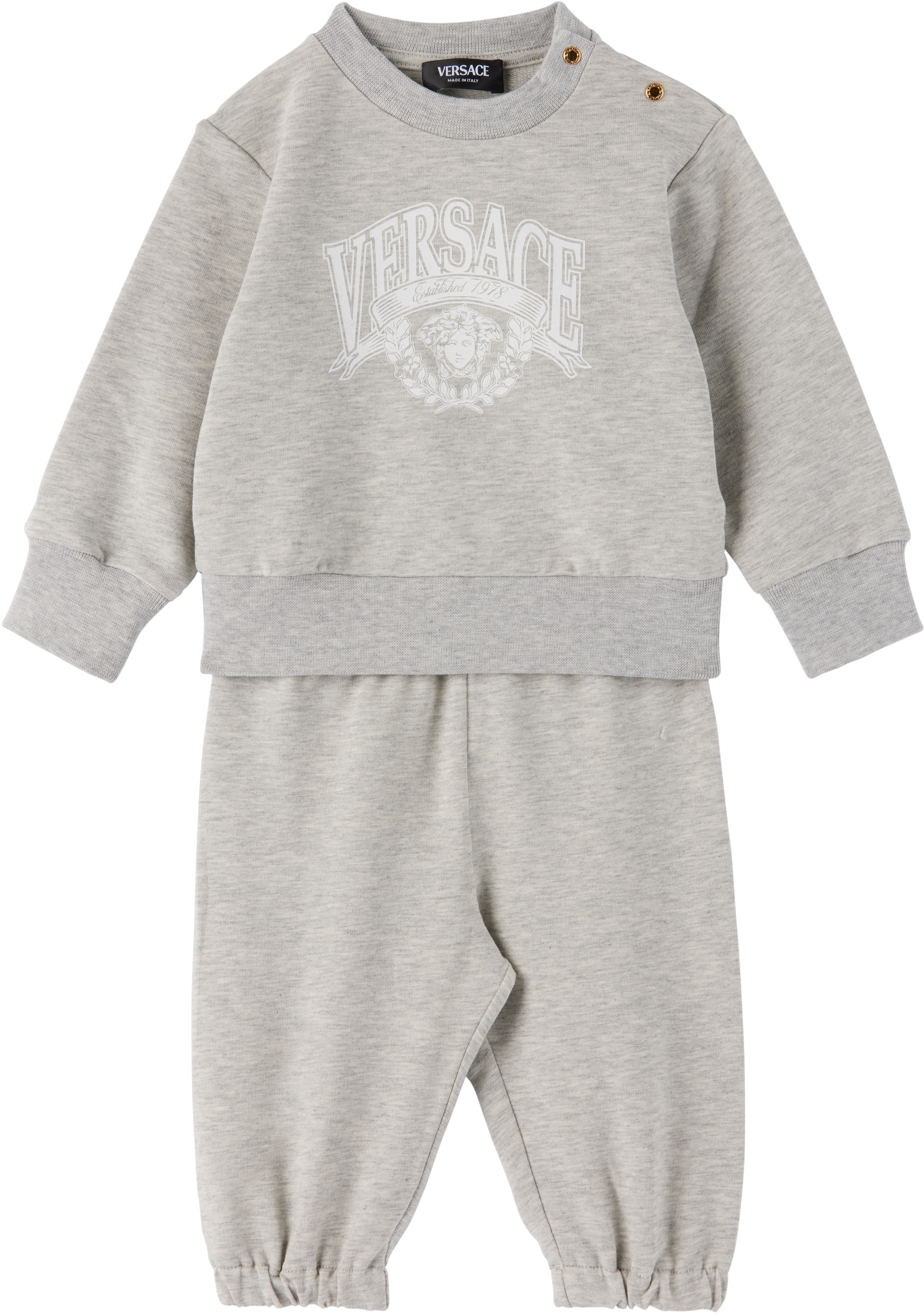 Versaceのベビー｜グレー コットンジャージ プリント スウェット 