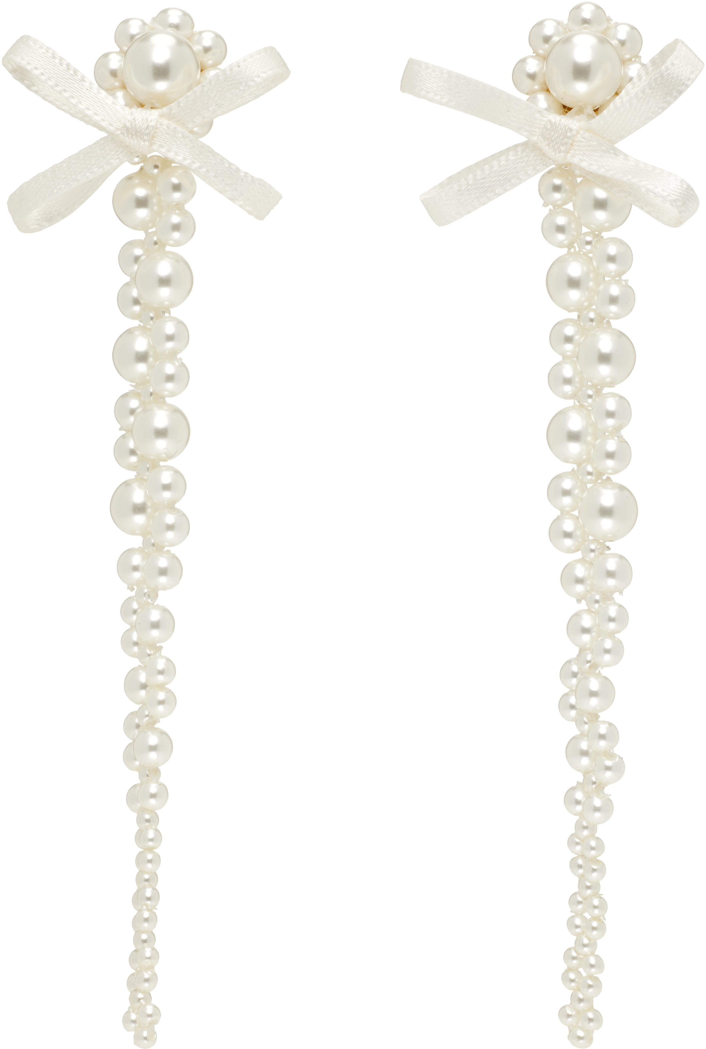 アクセサリー simone rocha PETITE BOW DETAIL FLOWER Simone Rocha: Petite Bow Detail Drip Earrings | SSENSE