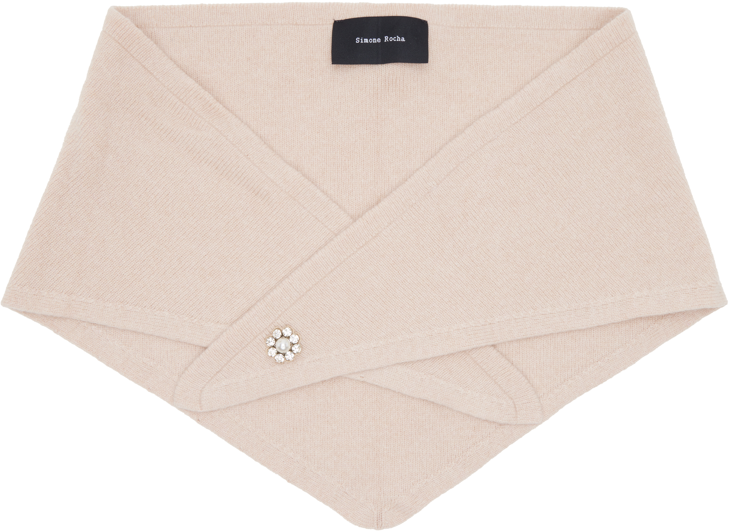 Simone Rocha Pink Embellished Cashmere Neckerchief Scarf