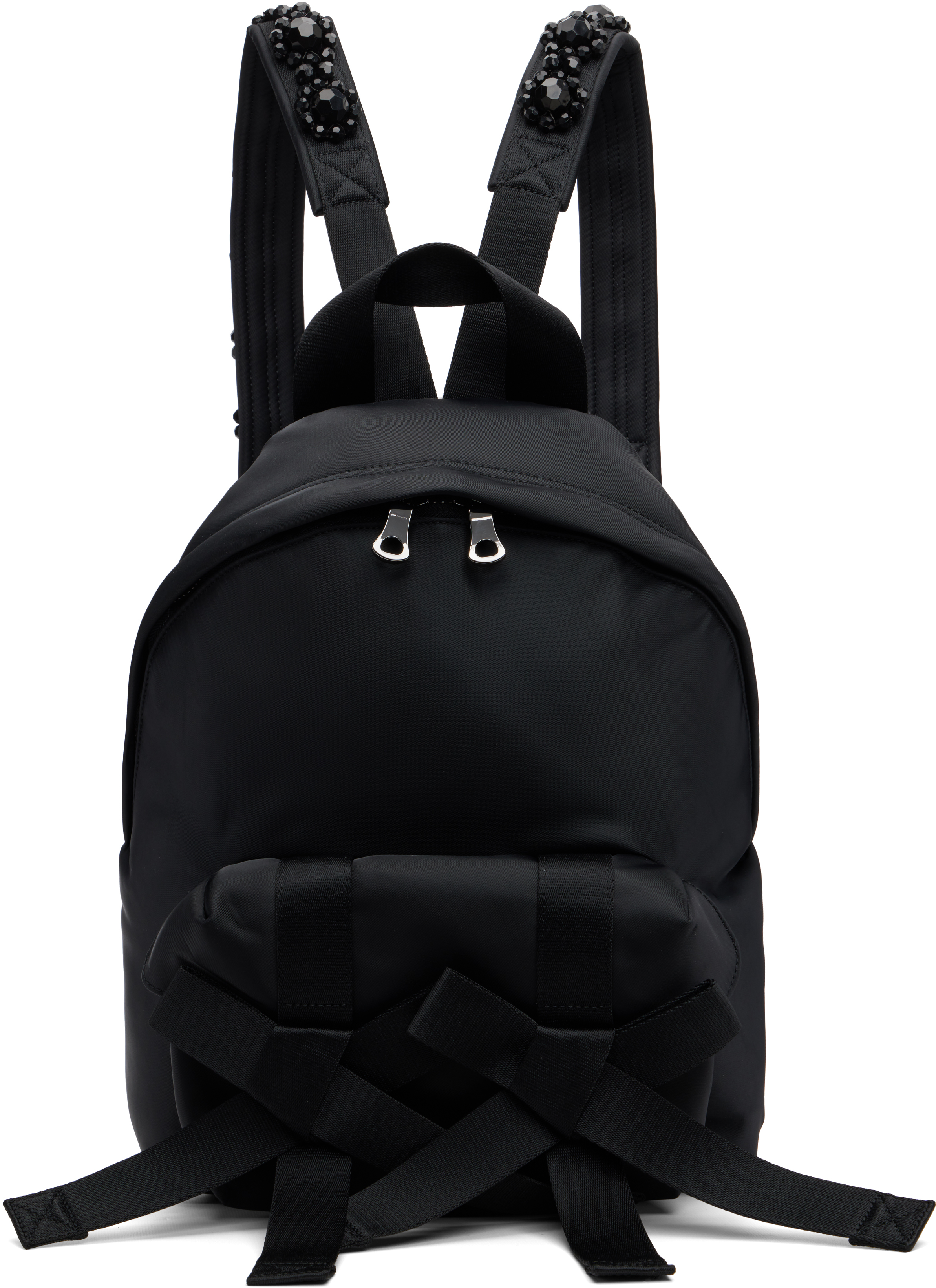 Simone Rocha Black Beaded Utility Bow Backpack