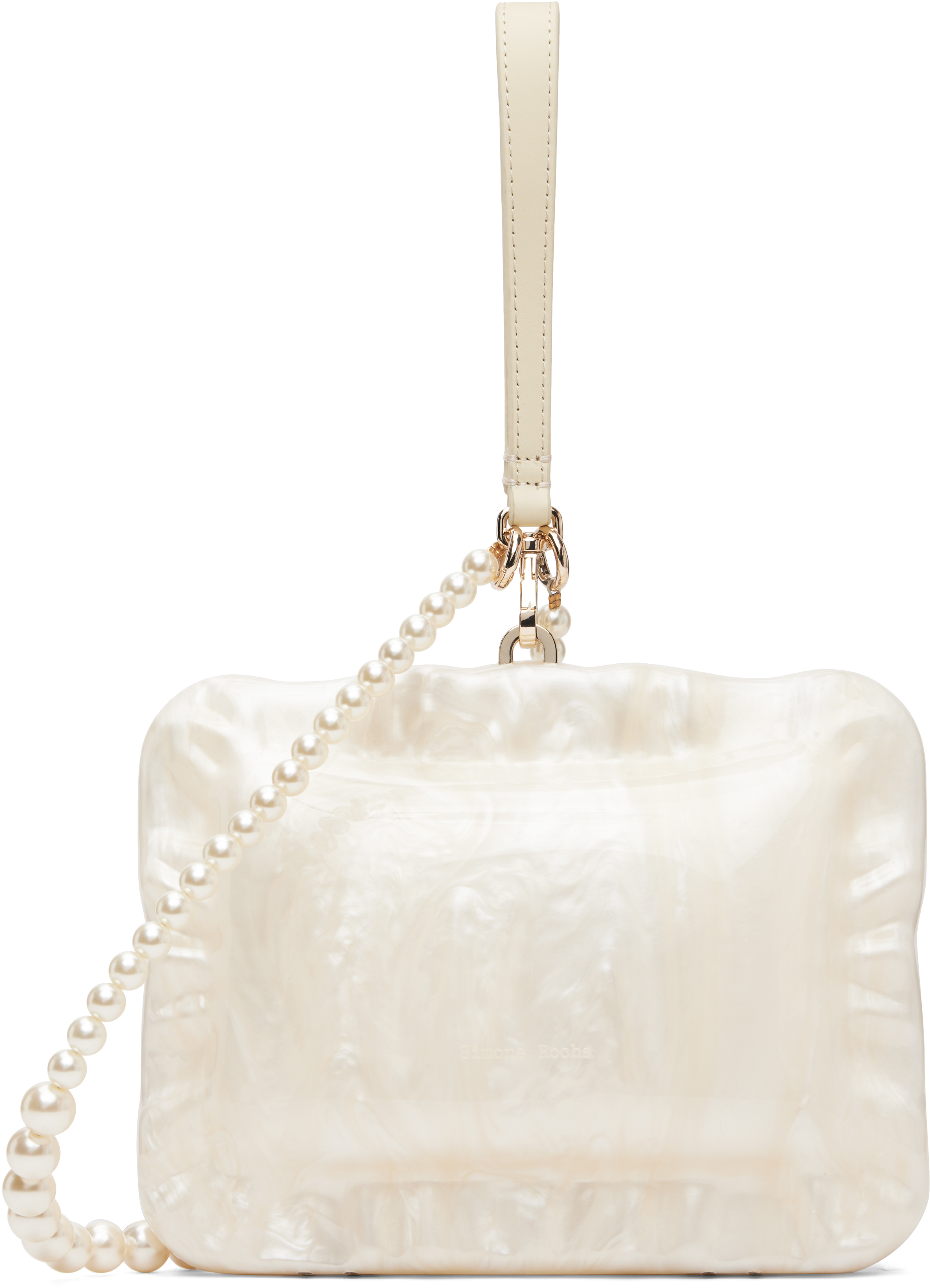 Simone Rocha: ホワイト Pearl Pillowcase クロスボディバッグ