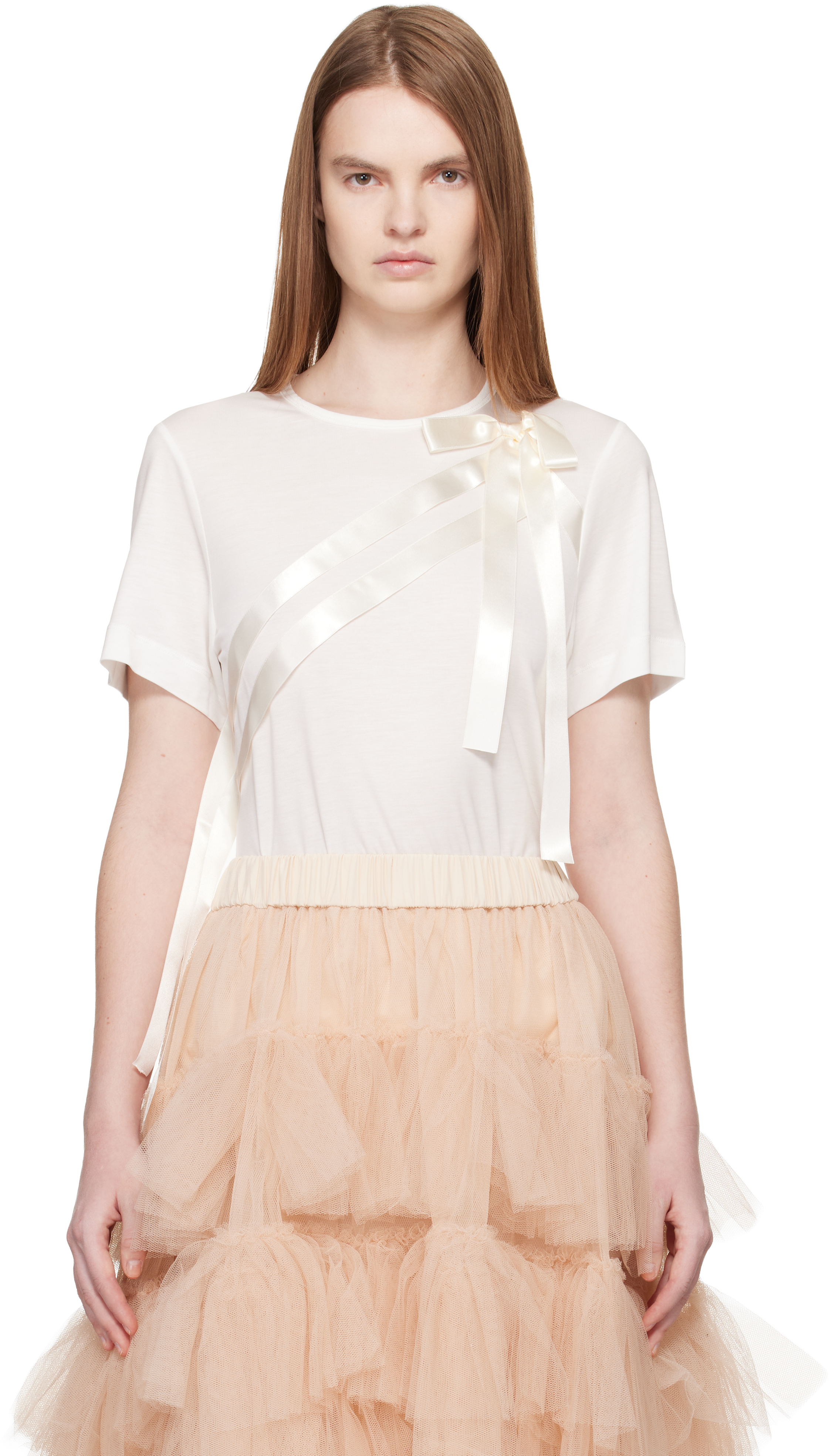 Simone Rocha White Bow Sash Easy T-shirt