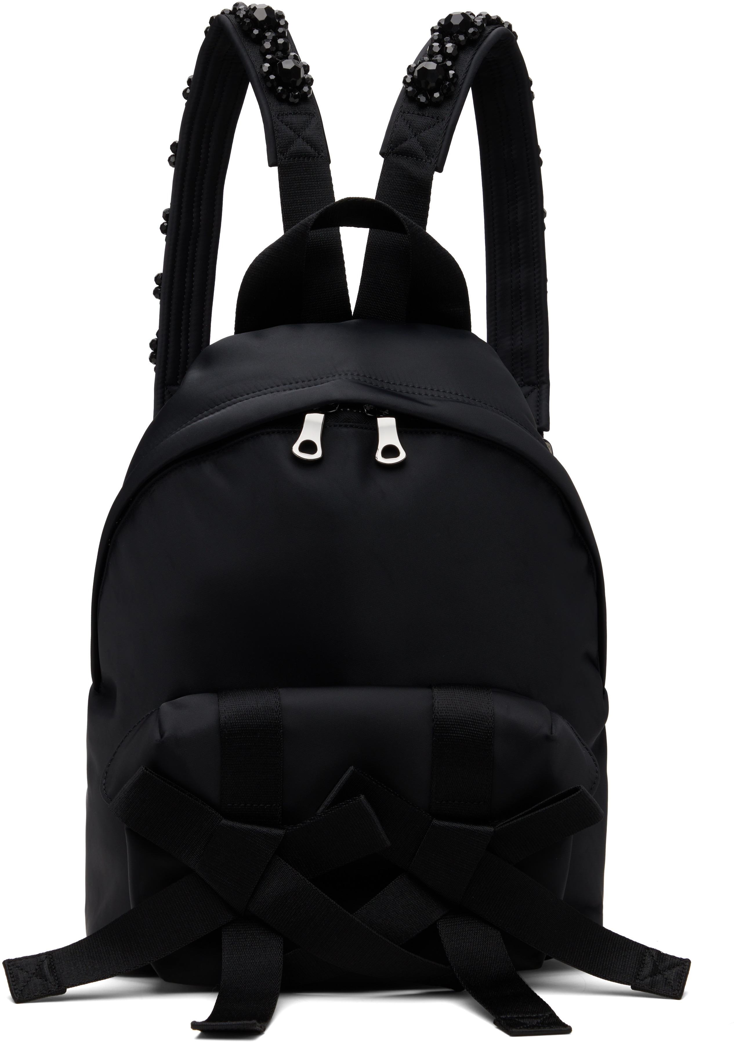 Simone Rocha Black Beaded Utility Bow Backpack