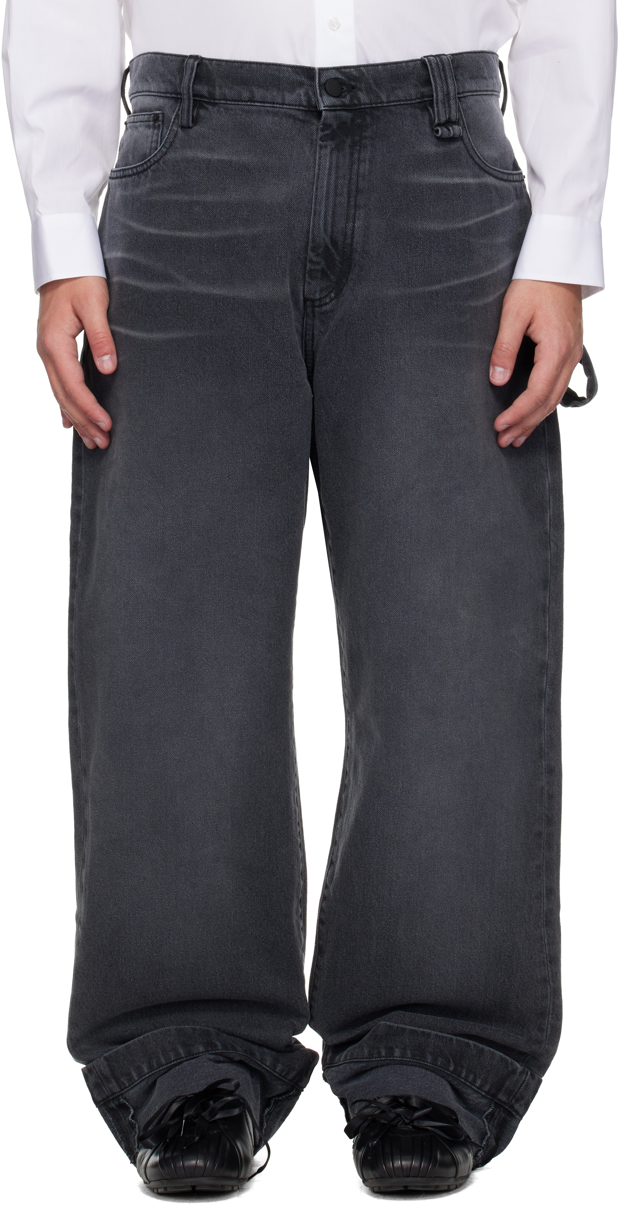 Simone Rocha Black Straight Leg Jeans In Gray