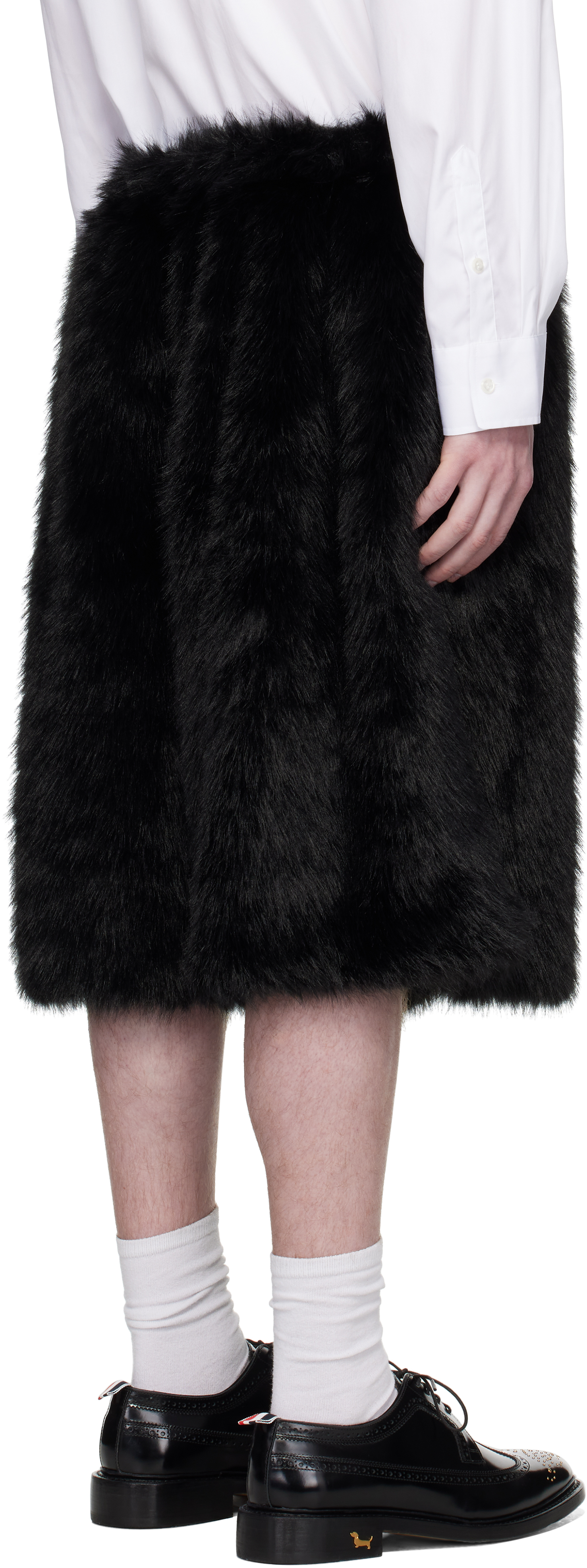 Simone Rocha Ssense Exclusive Black Faux-fur Shorts In Black