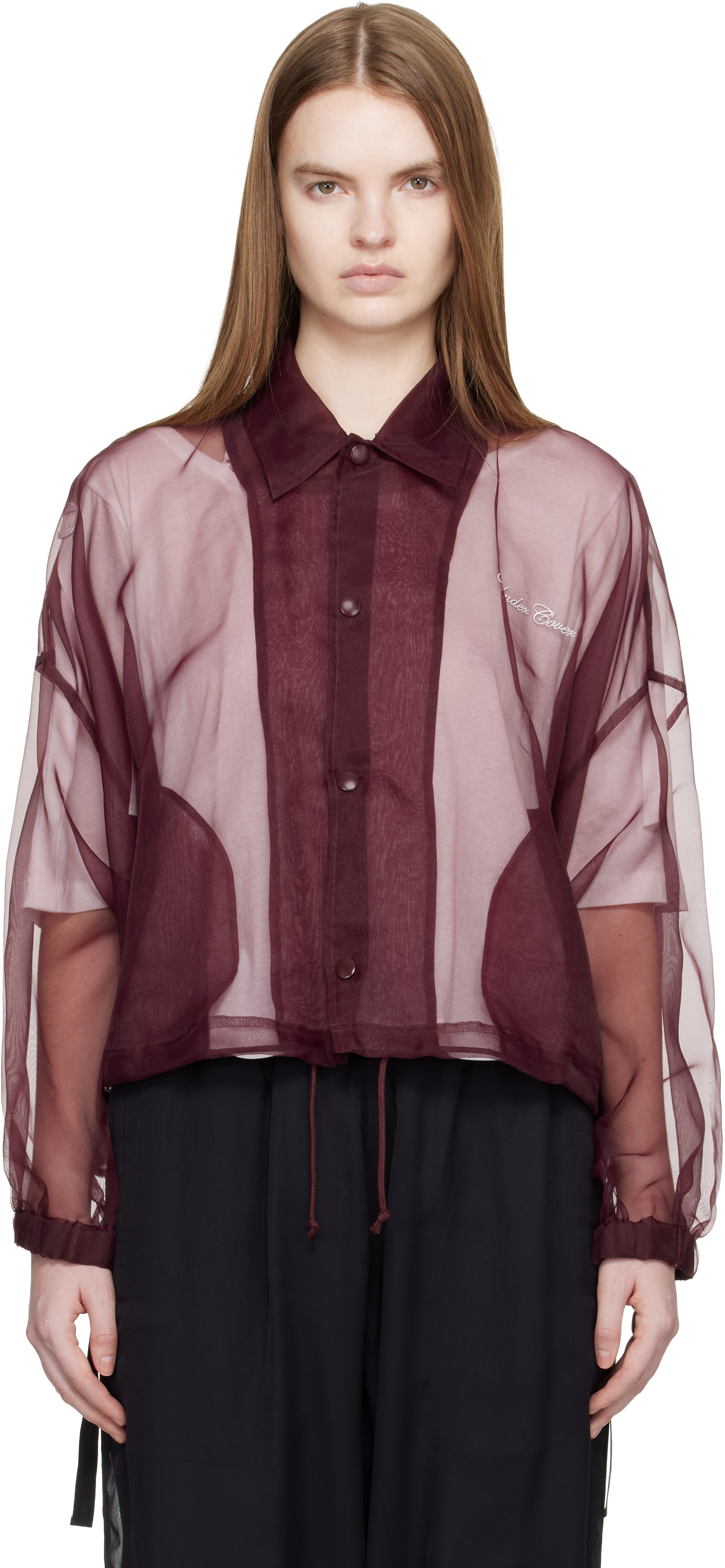Burgundy UC1E8201 Coach Shirt by UNDERCOVER on Sale