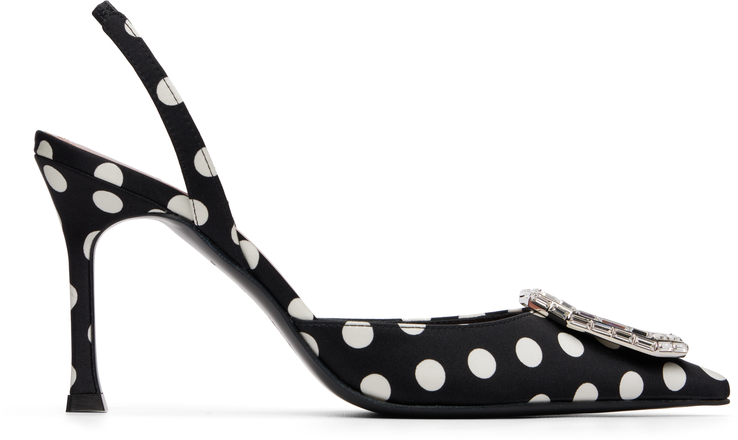 Amina Muaddi Black Camelia Sling 90 Heels