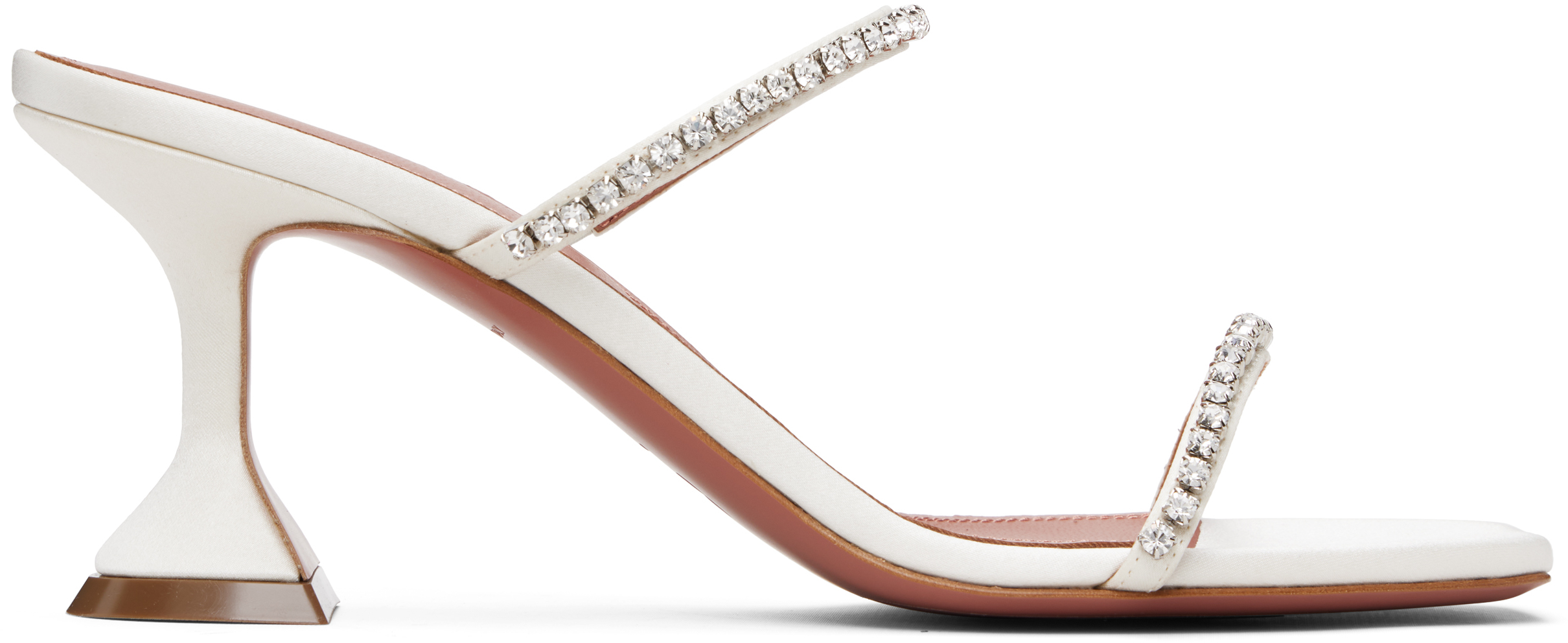 Amina Muaddi White Gilda Slipper 70 Heeled Sandals