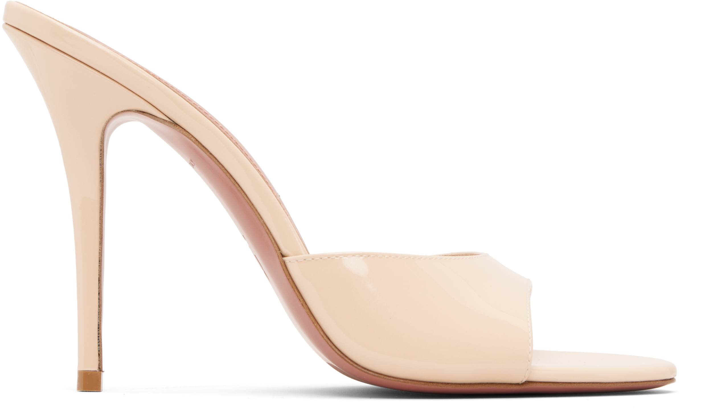 Amina Muaddi Beige Elodie Slipper 105 Heeled Sandals