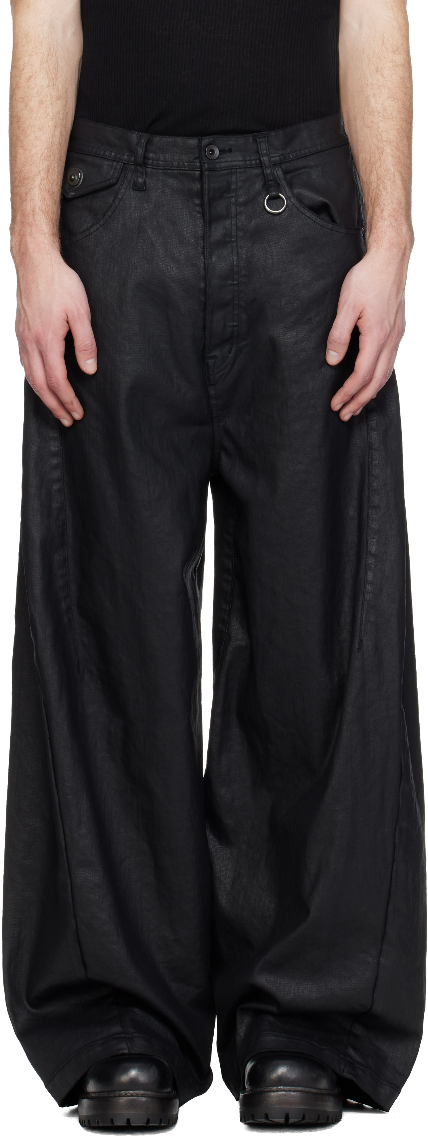 Julius: Black Dk Wide Jeans | SSENSE Canada