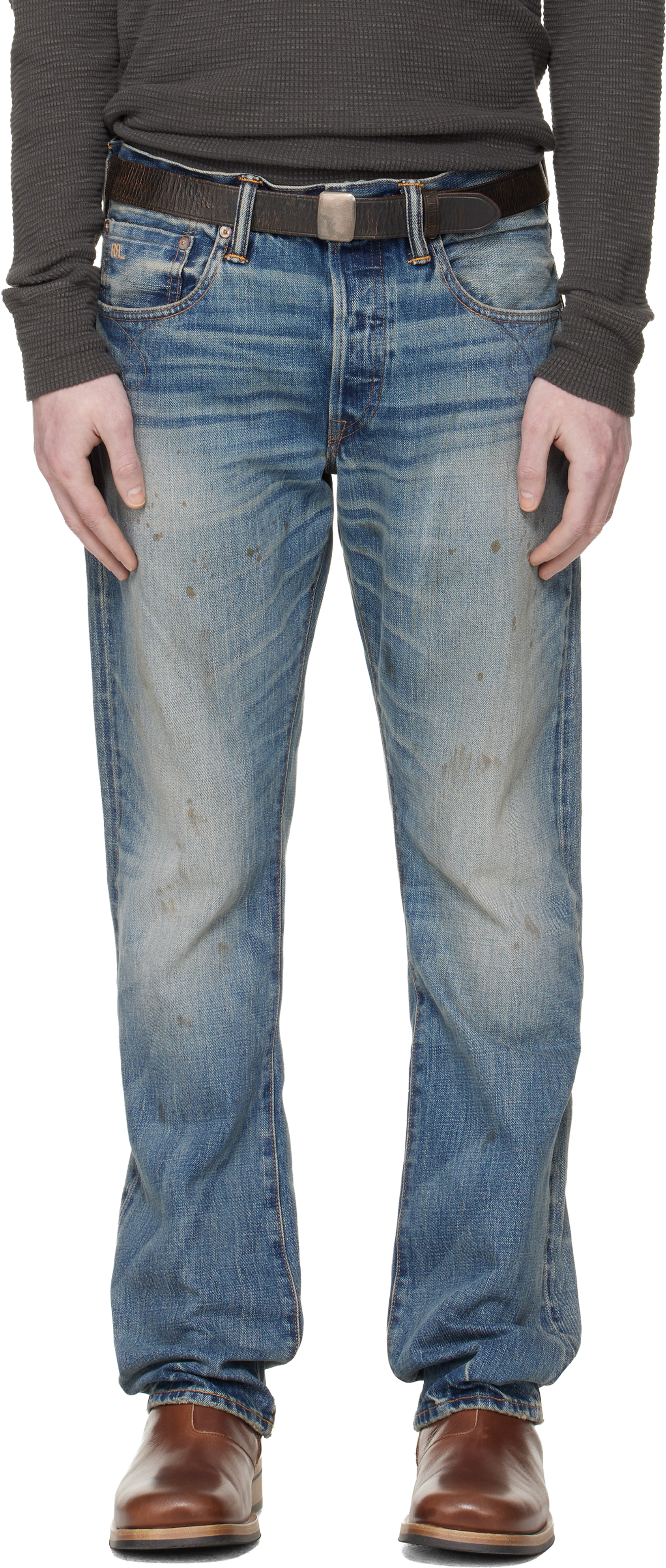RRL: ブルー Slim Boot Briarfield セルビッジジーンズ | SSENSE 日本