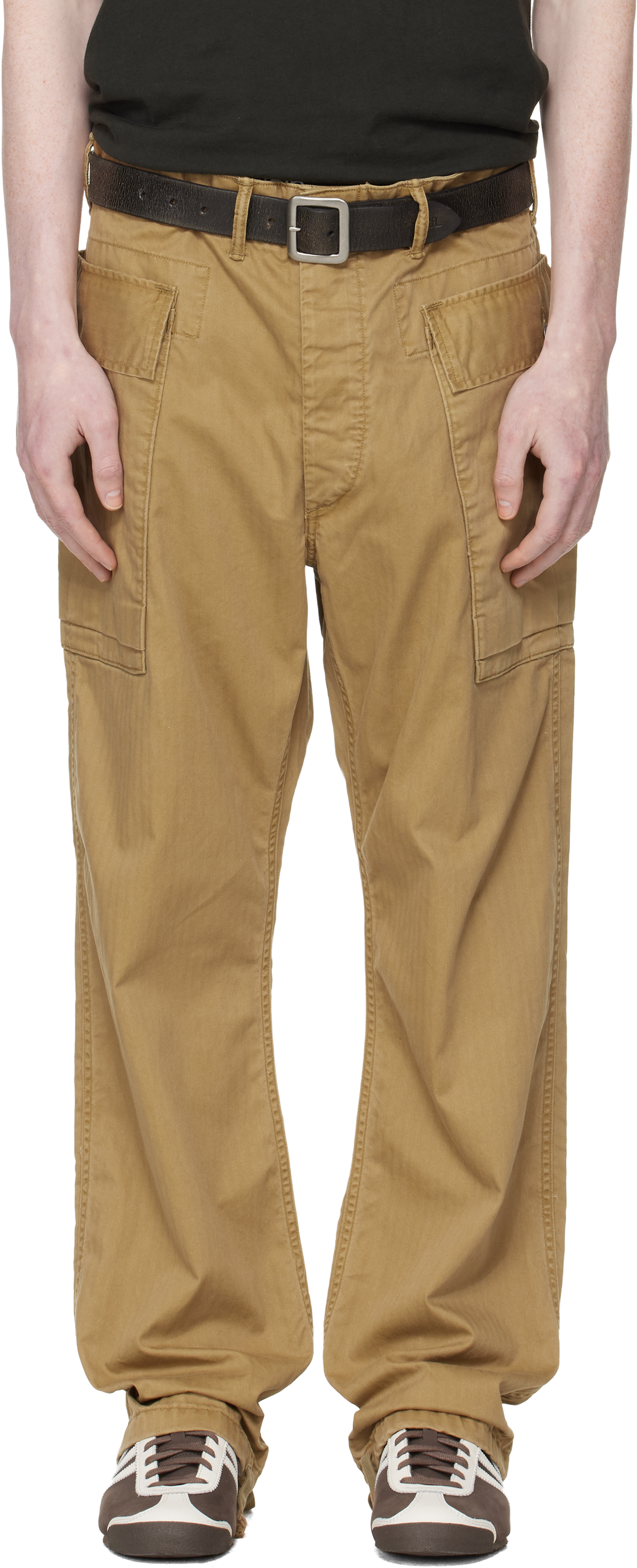 RRL カーゴパンツ RRLのタン ヘリンボーン ツイル カーゴパンツがセール中