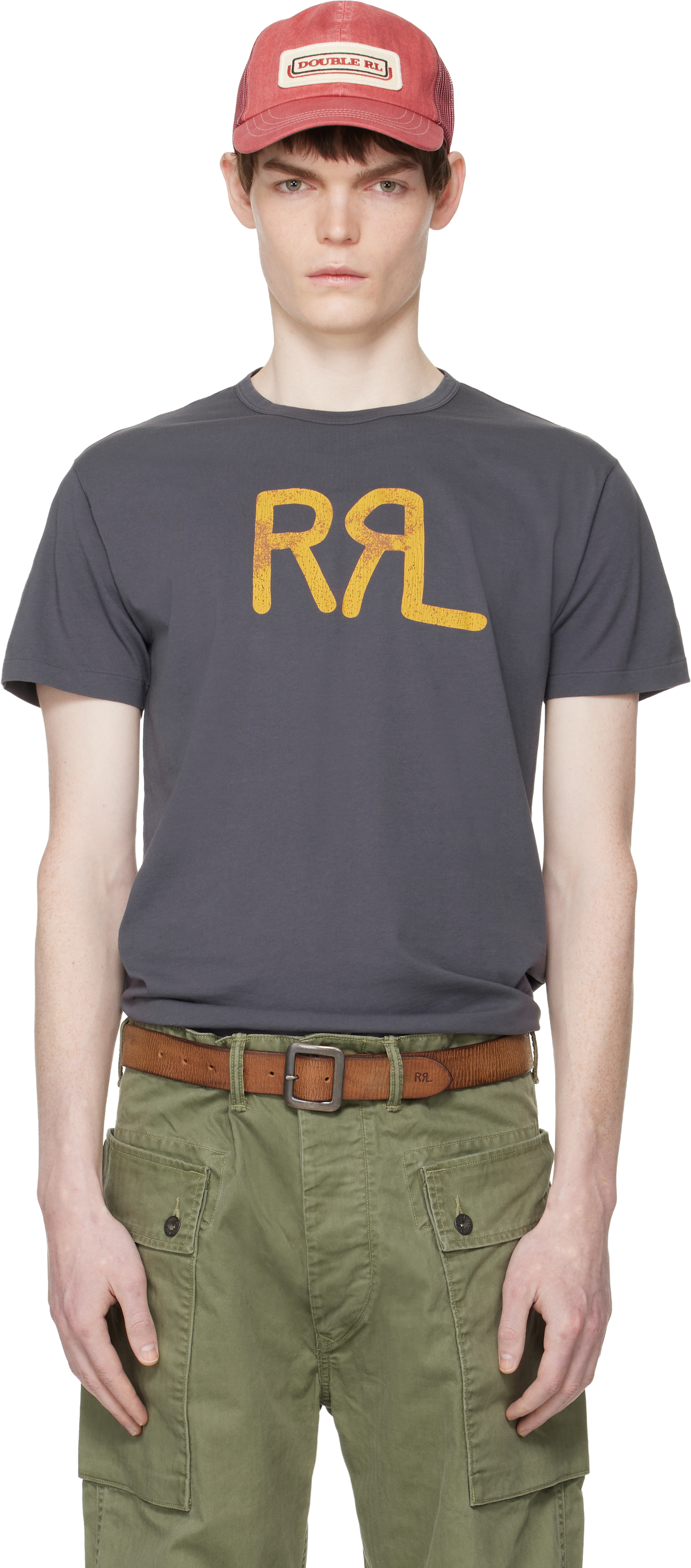 RRL: Navy Ranch Logo T-shirt | SSENSE